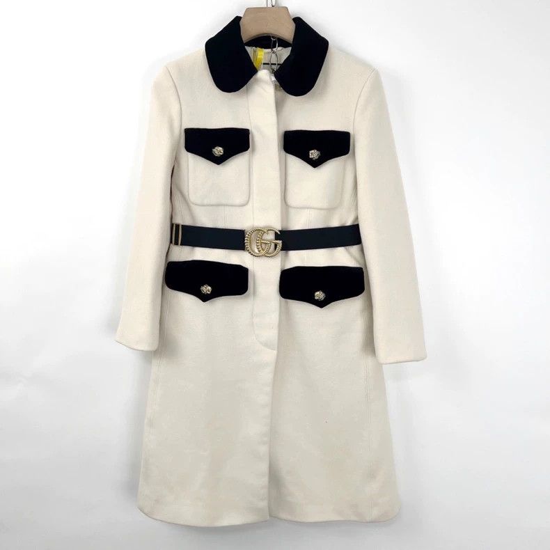 Gucci Gucci Classic leopard head button white tweed long coat Size XS / US 0-2 / IT 36-38 - 1 Thumbnail