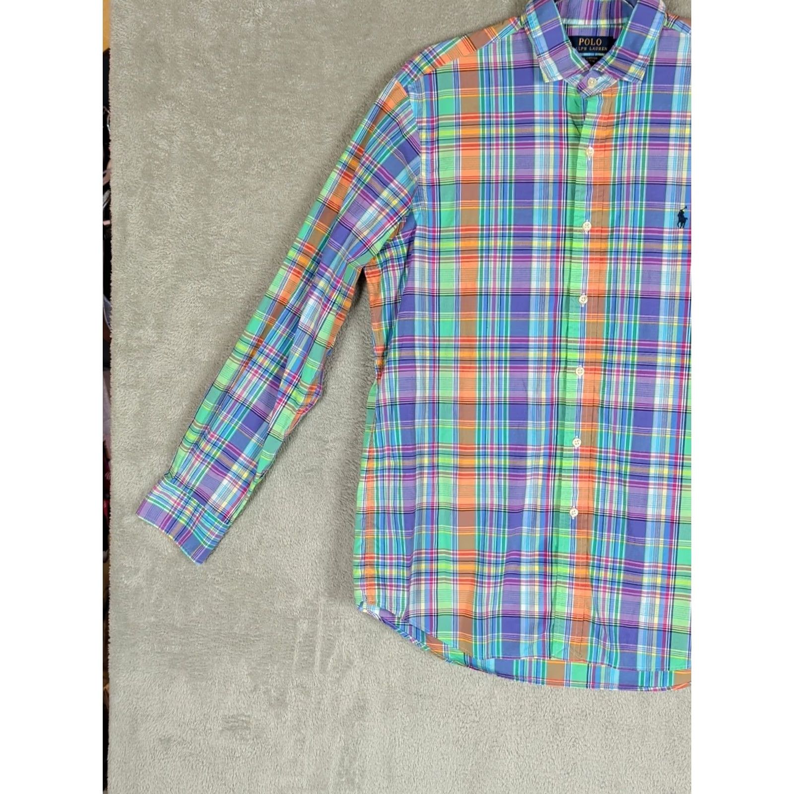 Polo Ralph Lauren Polo Ralph Lauren Pastel Plaid Shirt Mens L Long Sleeve Stretch Cotton Preppy Shirt Size US L / EU 52-54 / 3 - 2 Thumbnail