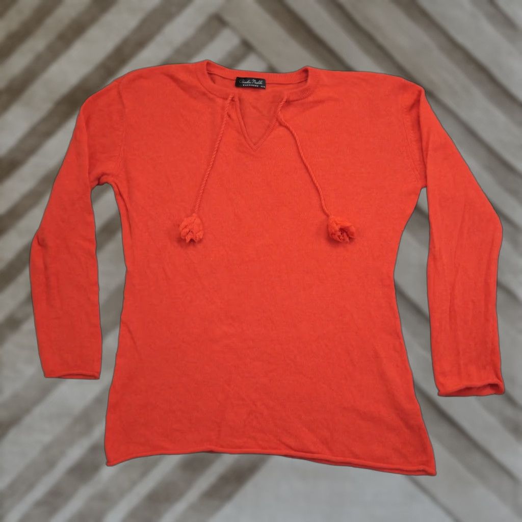 Vintage VINTAGE Claudia Nichole Sweater Womens XL Orange Cashmere Tassel Pullover Size XL / US 12-14 / IT 48-50 - 1 Thumbnail