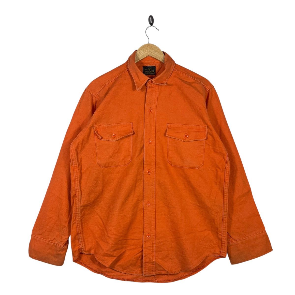 Vintage Vintage Deerskin Heavy Cotton Work Shirt Orange USA Outdoor Size US L / EU 52-54 / 3 - 1 Thumbnail