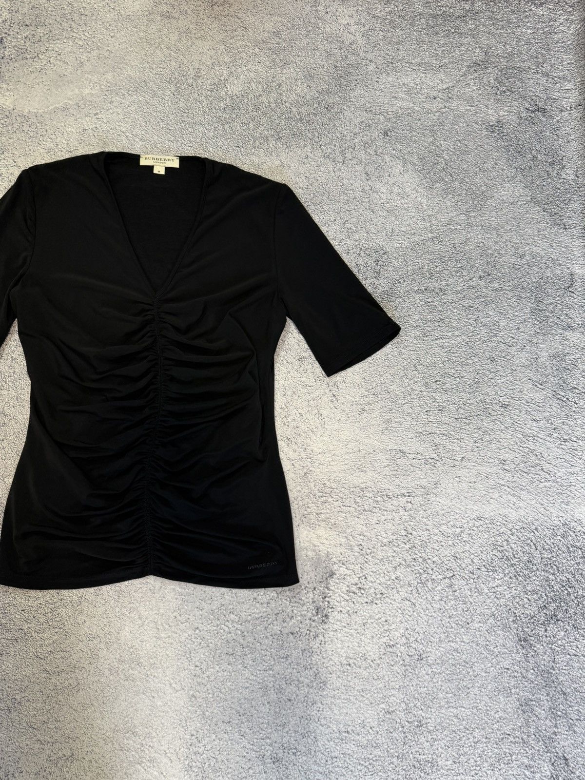 Burberry Burberry London Women Blouse Ruched V-Neck Stretch Top Logo Size M / US 6-8 / IT 42-44 - 6 Thumbnail