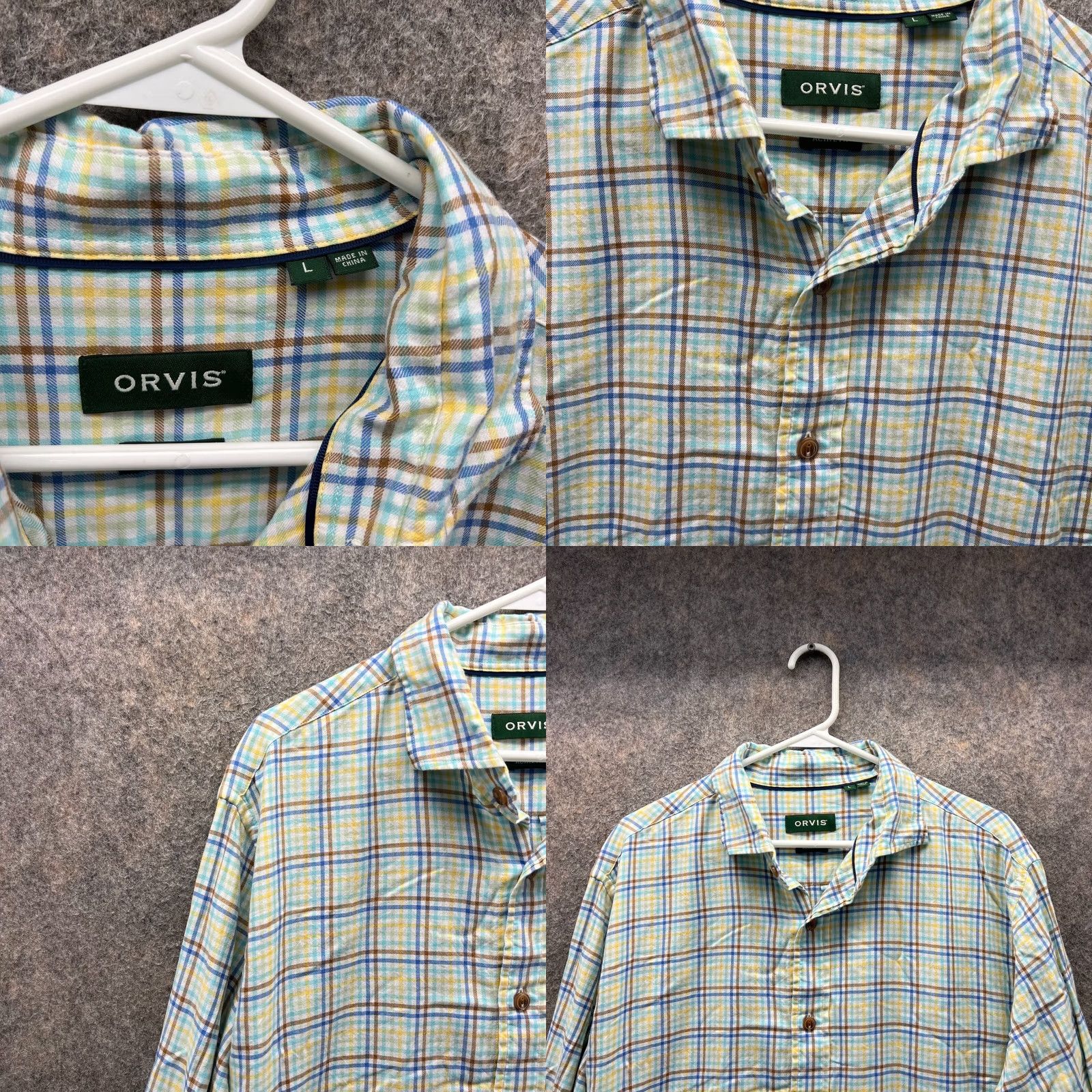 Orvis Orvis Shirt Men Large Adult Green Plaid Cotton Button-Down Vintage? No (reworded per data) Size US L / EU 52-54 / 3 - 8 Thumbnail