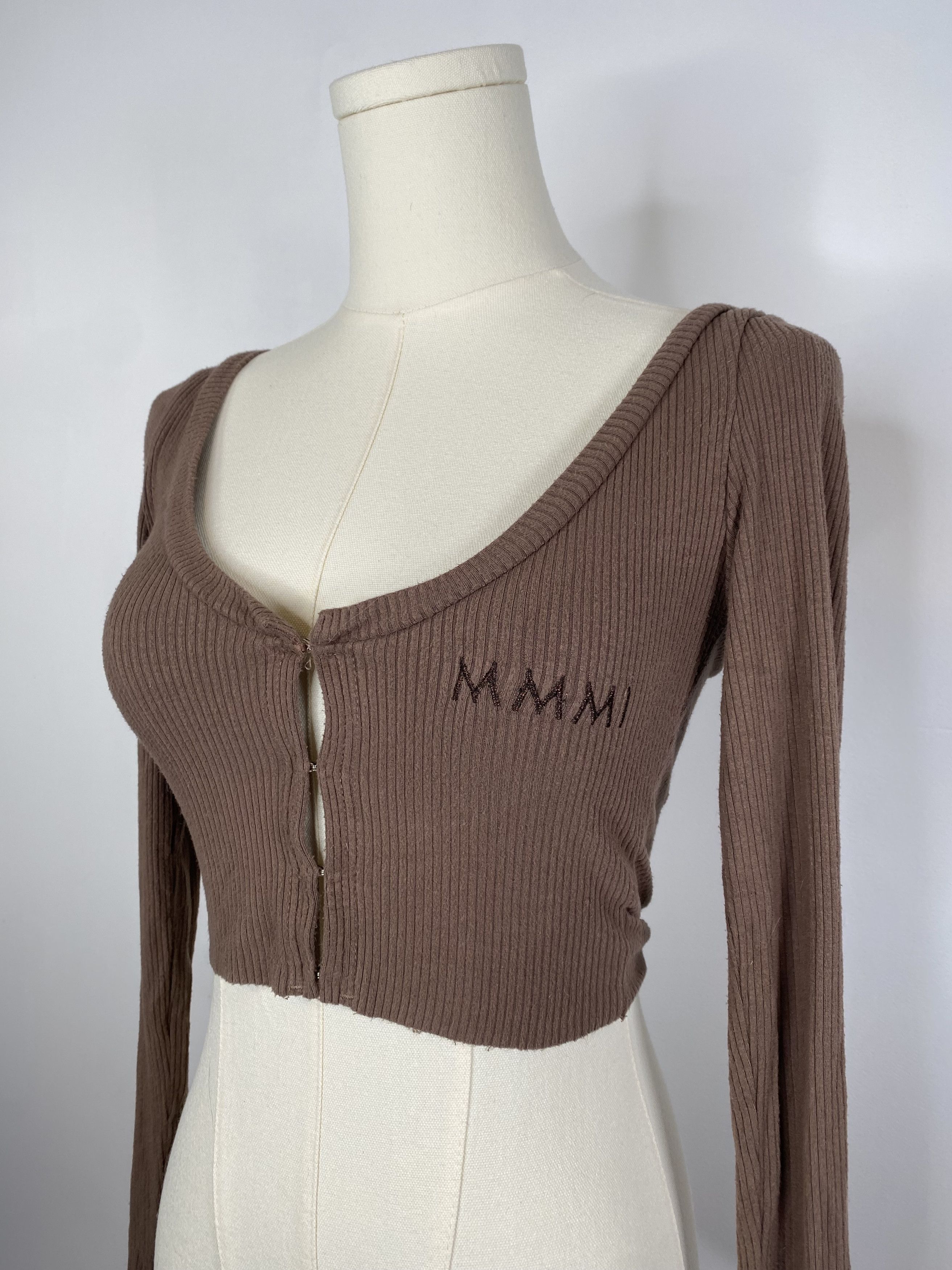 Vintage My Mum Made It - Brown Knit Cropped Cardigan Size XS / US 0-2 / IT 36-38 - 1 Thumbnail