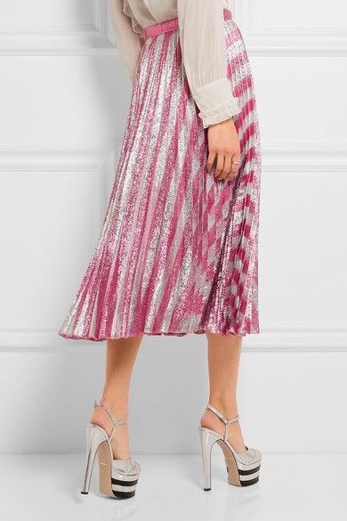 Gucci Gucci Runway Pleated Metallic Skirt In Pink Size 26" / US 2 / IT 38 - 5 Thumbnail