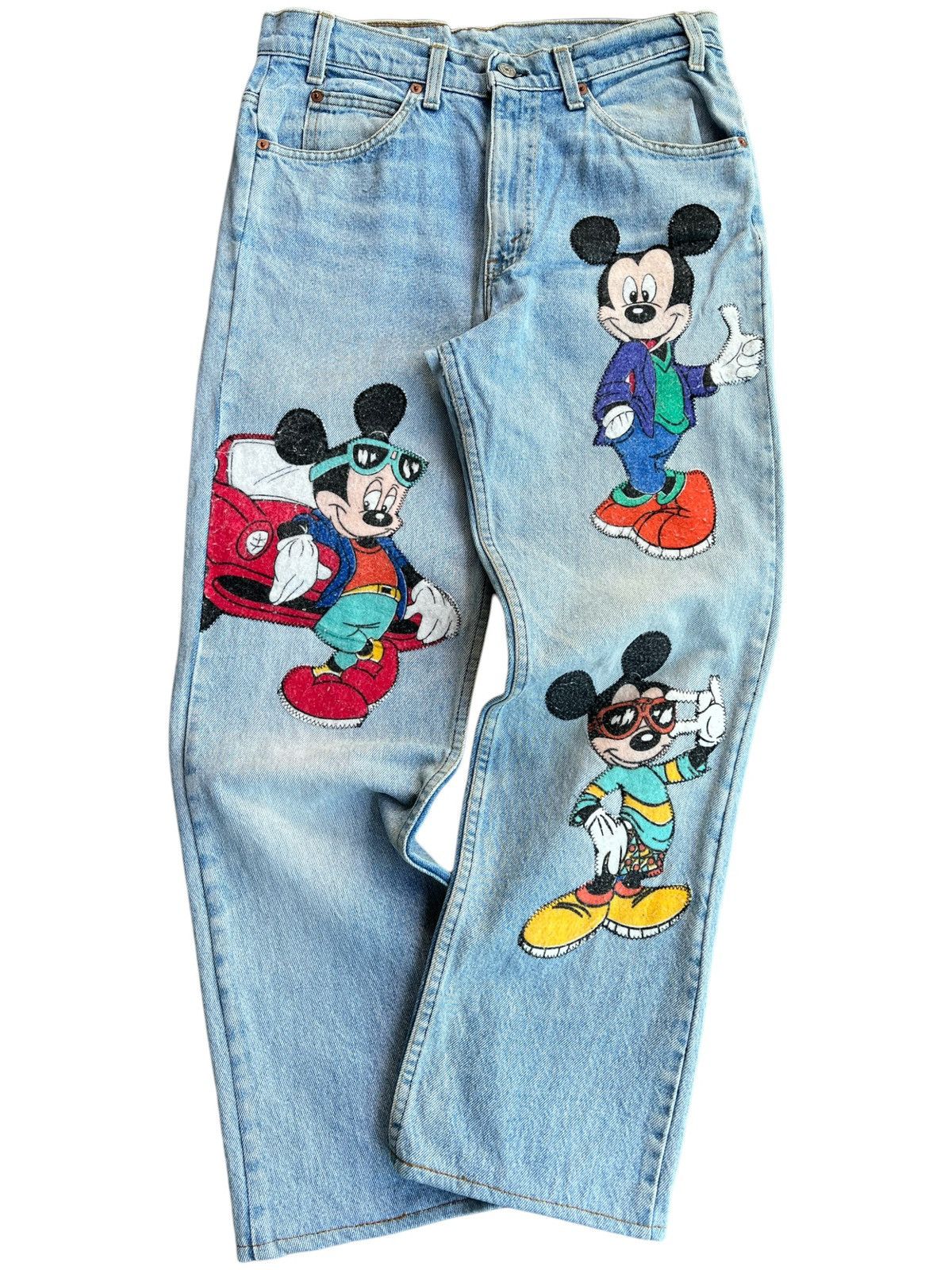 Levi's Vintage Clothing × Too Cute Guetta Bros. 🔥Vtg 90s Levis Too Cute Micky Mouse Patches Distressed Jeans Size US 31 - 2 Thumbnail