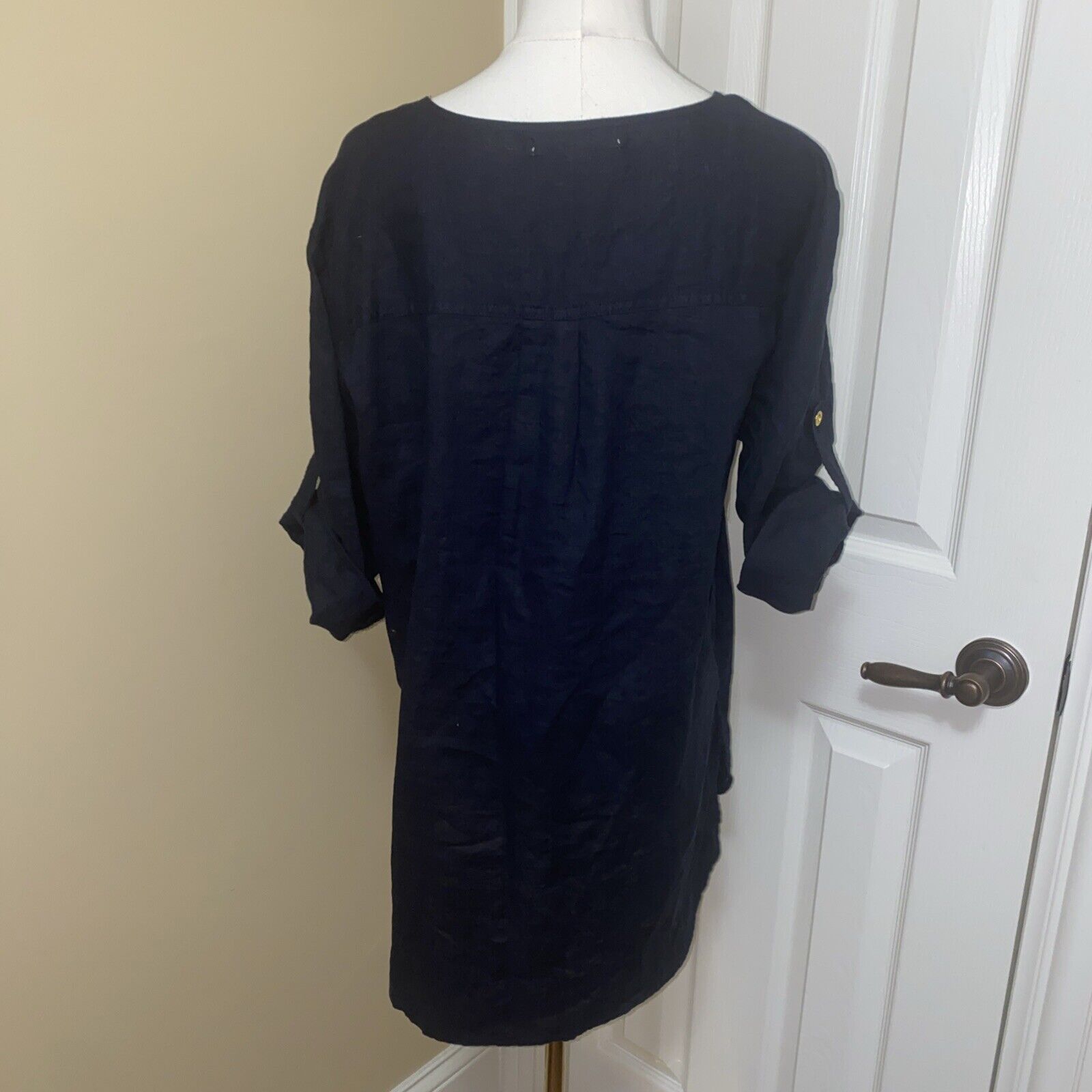 Other ELLEN TRACY 100% LINEN TUNIC TOP LARGE Navy Size L / US 10 / IT 46 - 5 Thumbnail