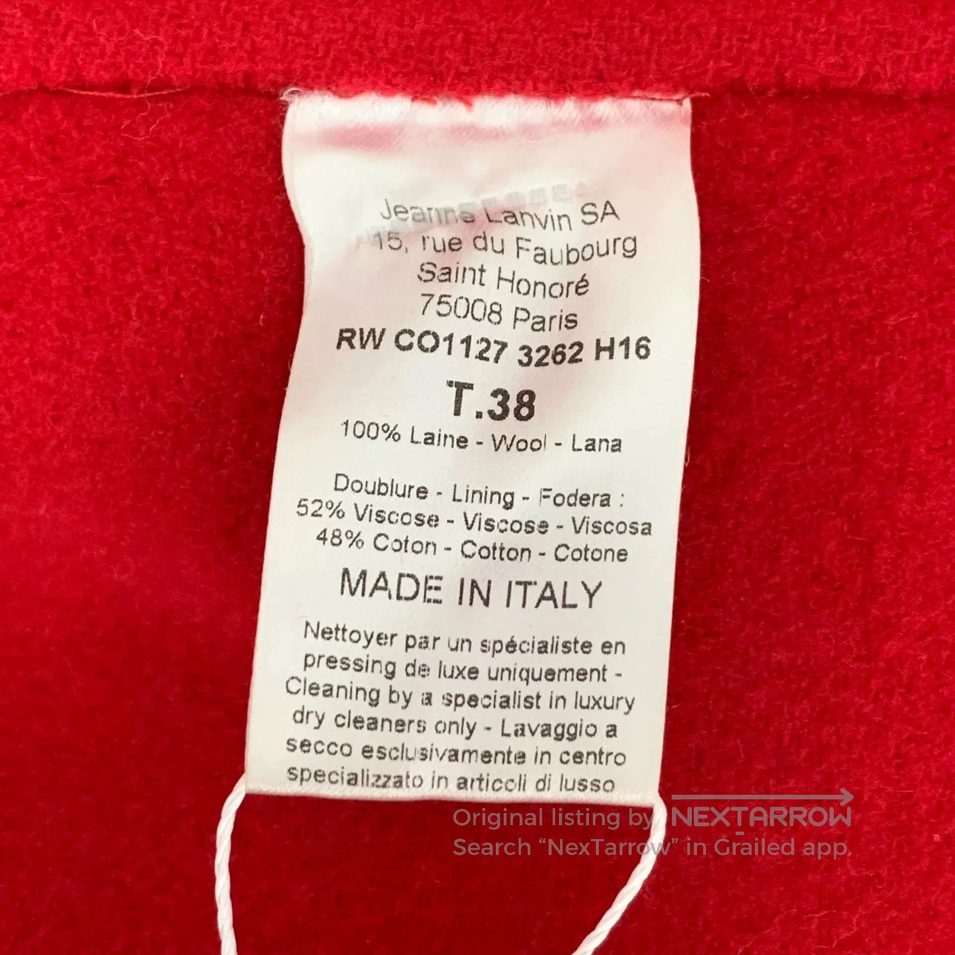 Lanvin red wool lapel coat with belt. Size US S / EU 44-46 / 1 - 7 Thumbnail