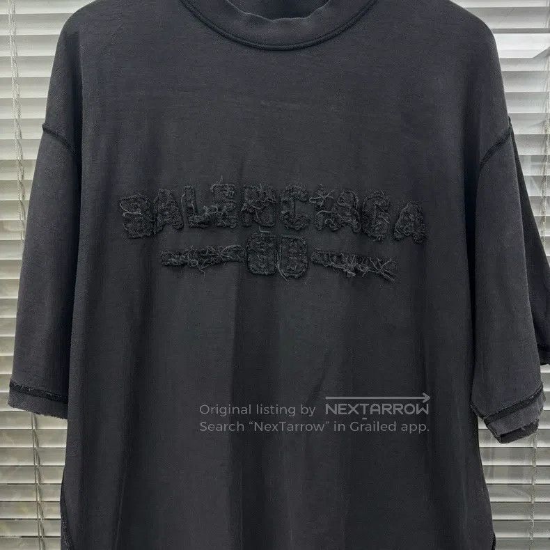 Balenciaga Balenciaga Washed black gray stitching raw edge short-slee Size US L / EU 52-54 / 3 - 3 Thumbnail