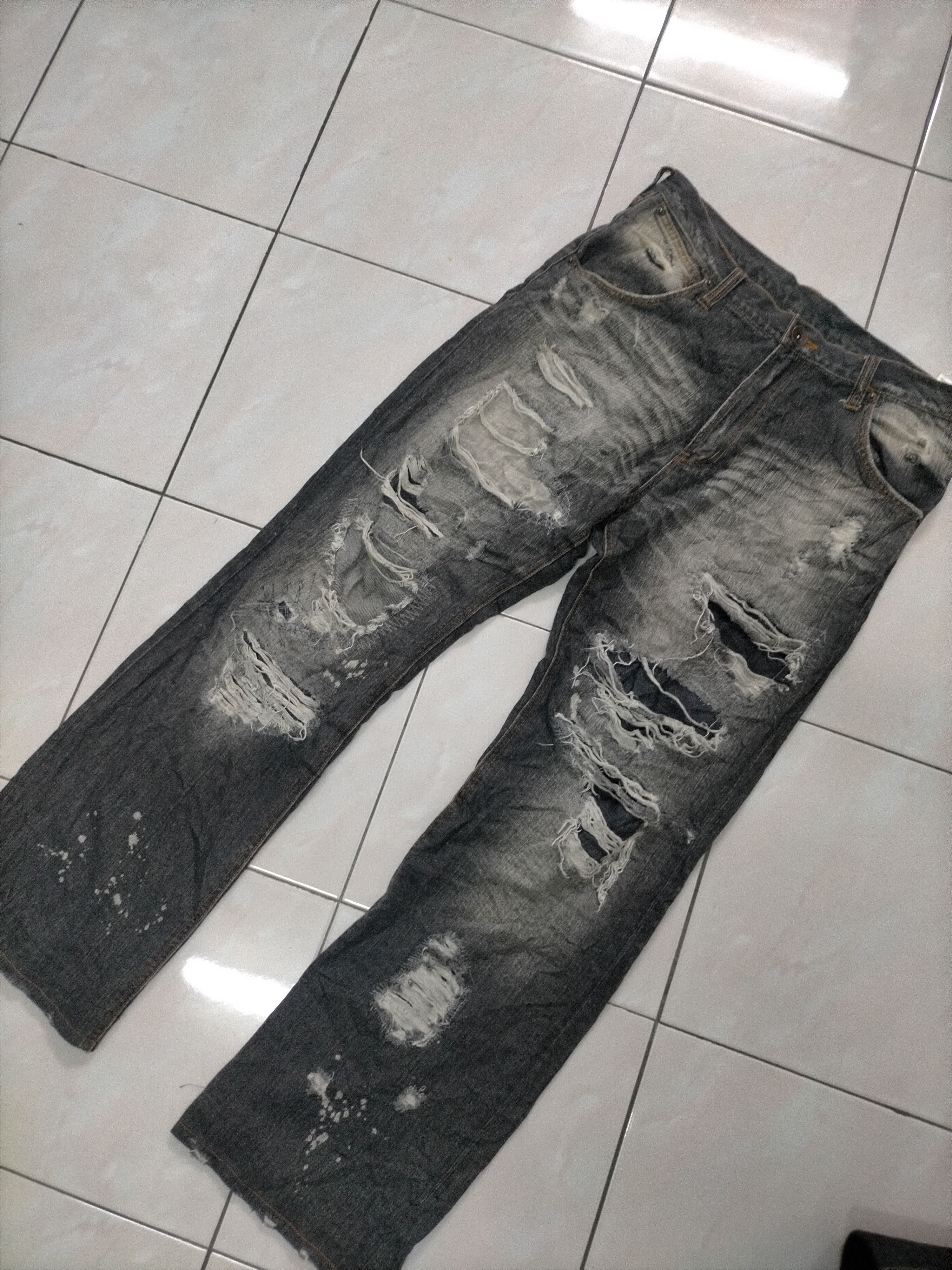If Six Was Nine 🔥 Insane 🔥Japanese Distressed Flare Mudwash Jeans Size US 33 - 2 Thumbnail