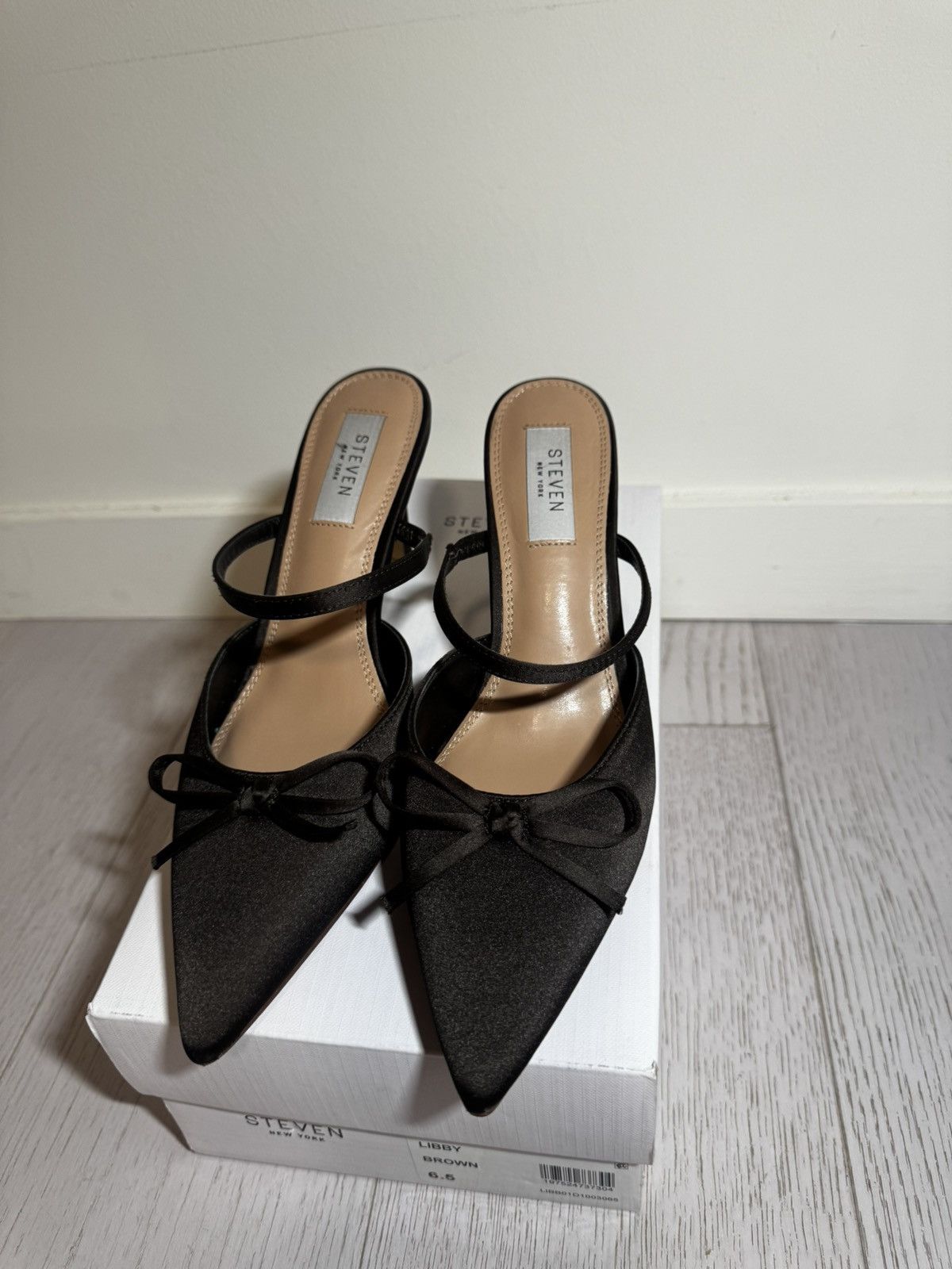 Other Steve New York Brown Satin Mule/Kitten Heel Size US 6.5 / IT 36.5 - 3 Thumbnail