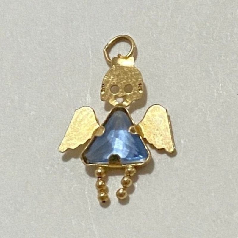 Vintage 14k Yellow Gold Angel Charm Birthstone Aquamarine Pendant Size ONE SIZE - 3 Thumbnail