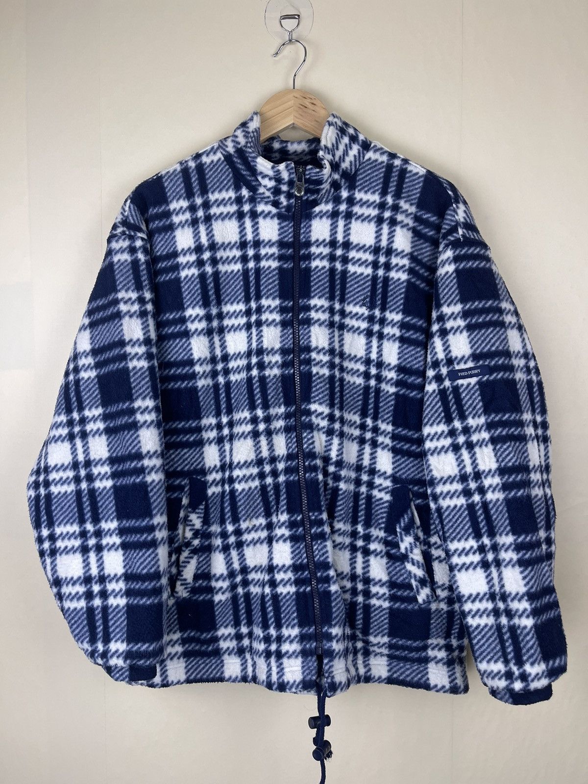 Fred Perry 🔥🔥 FRED PERRY Embroidery Logo Navy Plaid Fleece Jacket Size US M / EU 48-50 / 2 - 1 Thumbnail