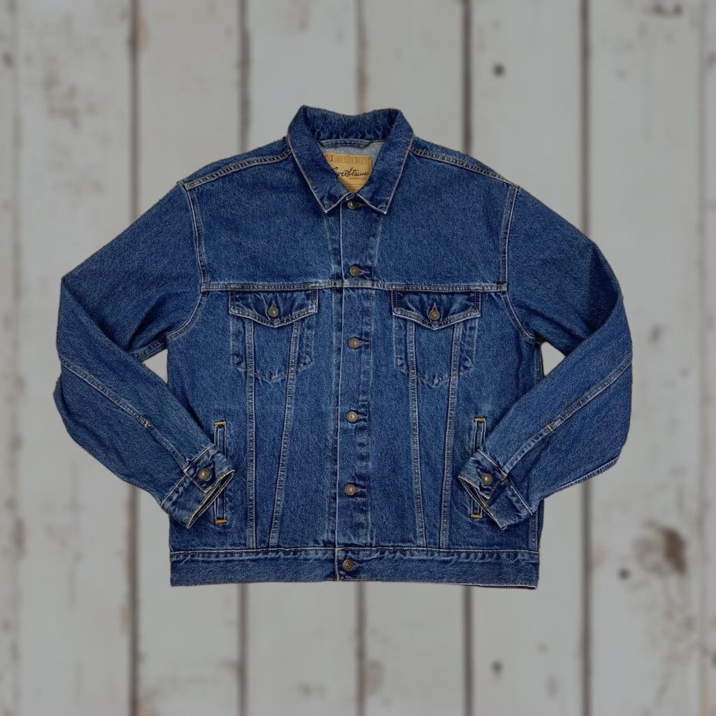 Levi's VINTAGE Levi's Trucker Jacket Blue Denim Signature Levi Strauss Western L Adult Mens Regular Size L Size US 33 - 1 Thumbnail