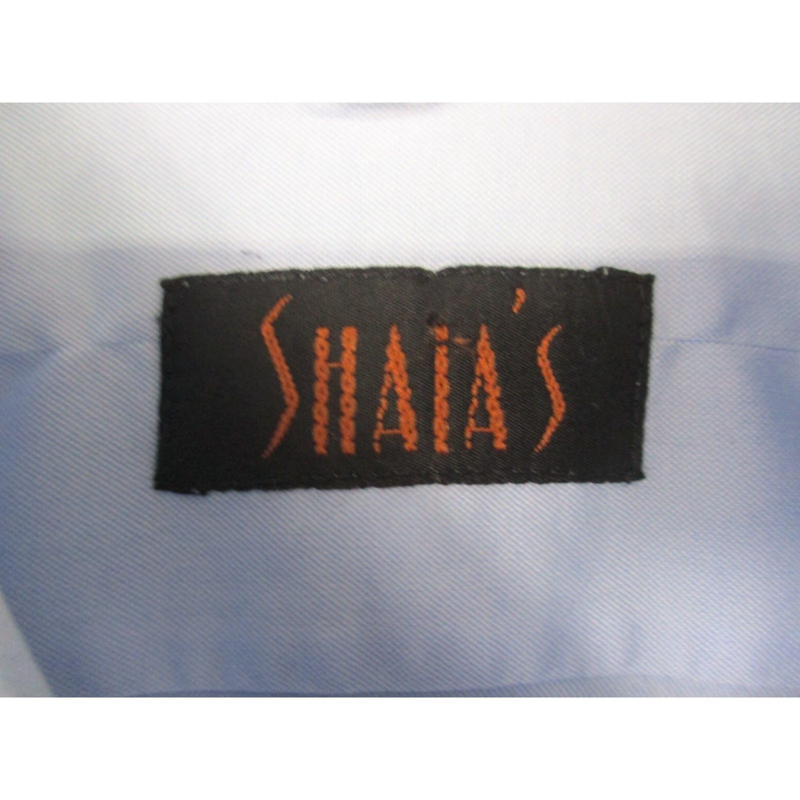 Vintage VINTAGE SHAIA'S Dress Shirt Men’s 16-32 Blue Classic Fit Dress Shirt Mens Regular 16.5 32 in Solid Button Down USA Size 46R - 4 Thumbnail