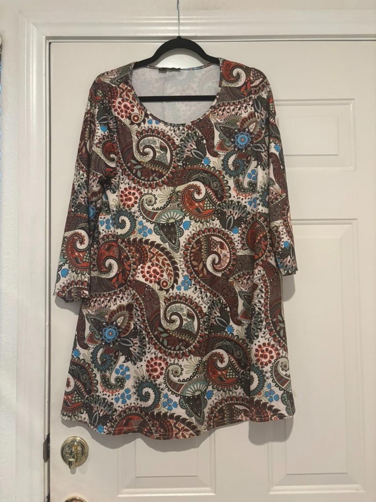 Designer Womens sz L Enmain boho paisley dress #579 new tags Size L / US 10 / IT 46 - 1 Thumbnail