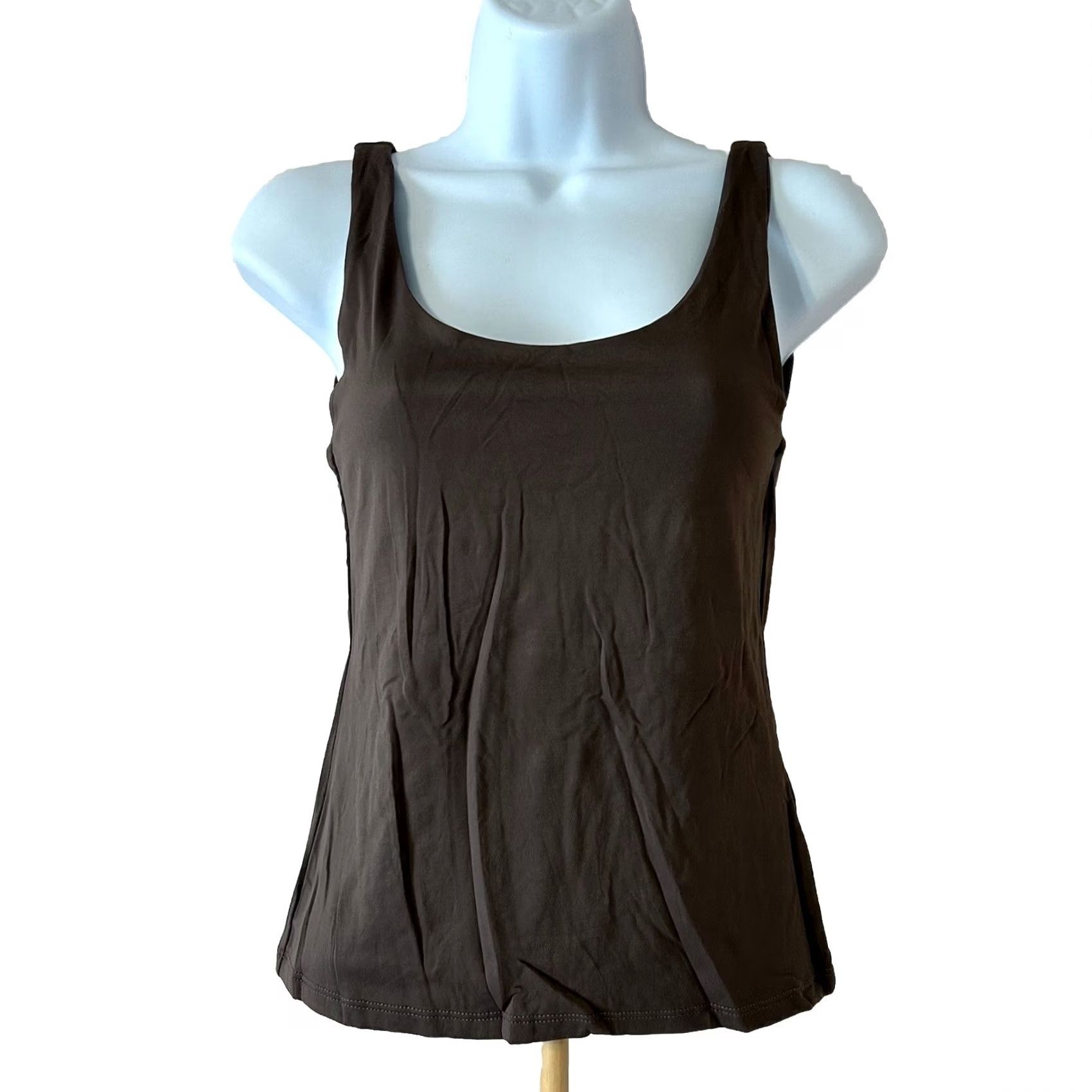 H&M H&M Tank Women Size S Brown Sleeveless Shirt, Slim Fit, Scoop Neck, Polyester Blend, Casual Top Size S / US 4 / IT 40 - 2 Thumbnail