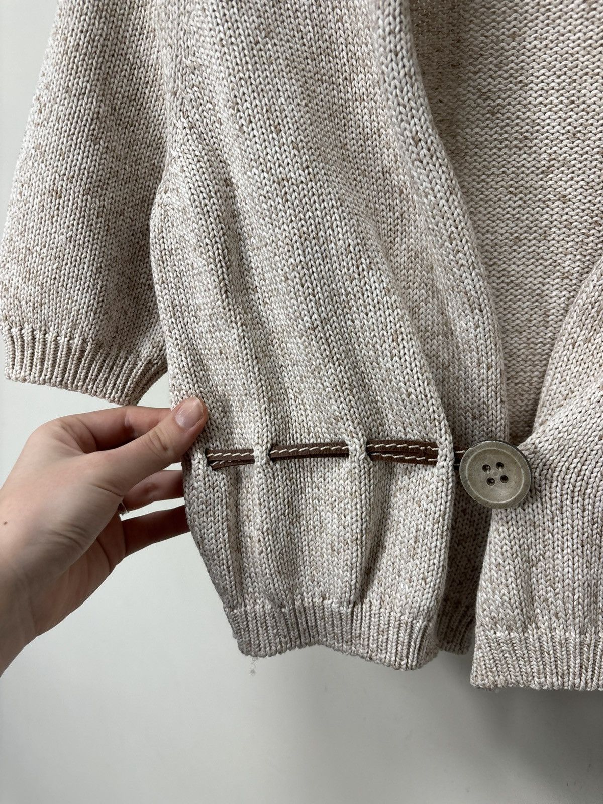 Fabiana Filippi Fabiana Filippi Women’s Beige Cotton Short Cardigan Sweater Size S / US 4 / IT 40 - 4 Thumbnail