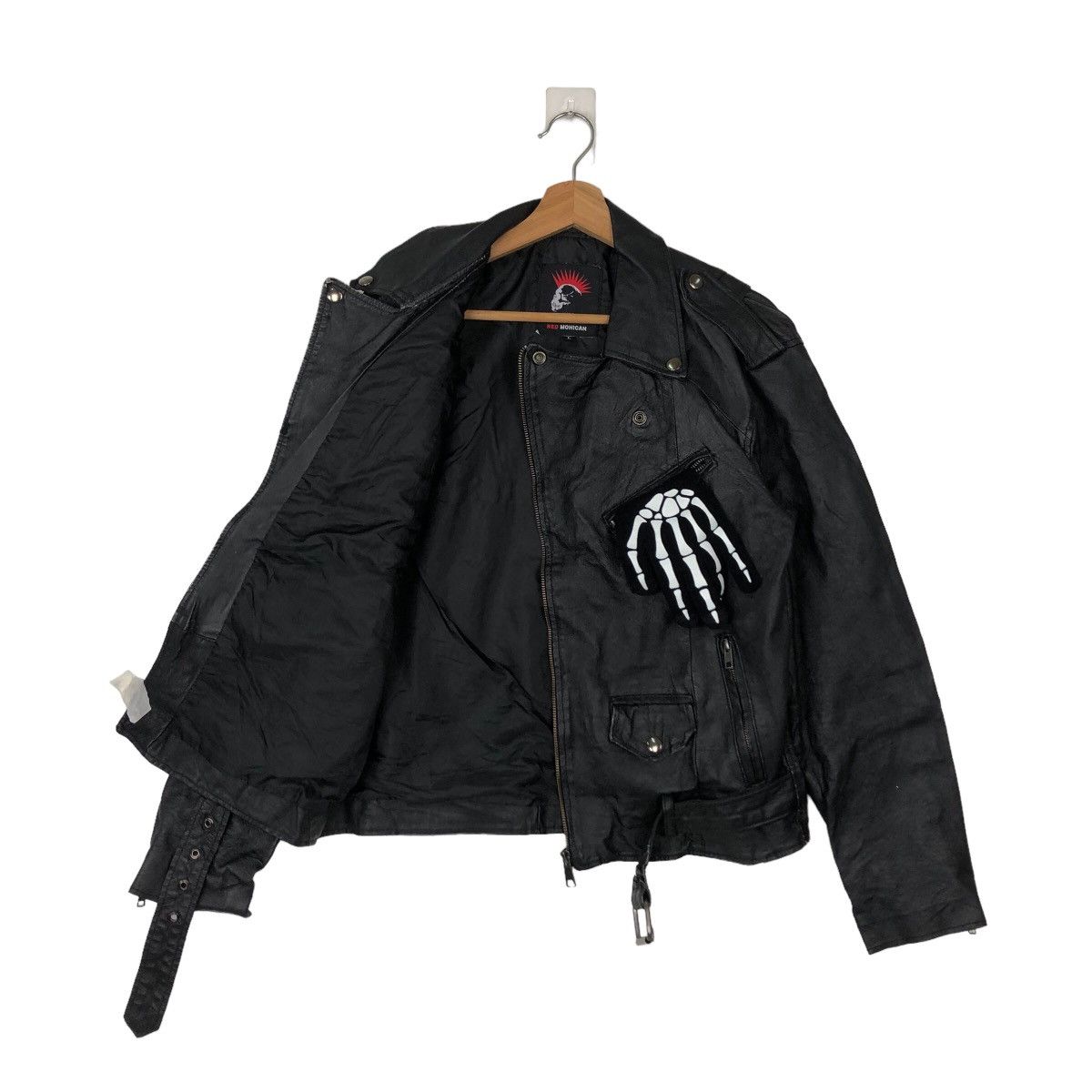 Japanese Brand 🔥VINTAGE BIKER DOUBLE BREAST LEATHER JACKET RED MOHICAN Size US L / EU 52-54 / 3 - 8 Thumbnail