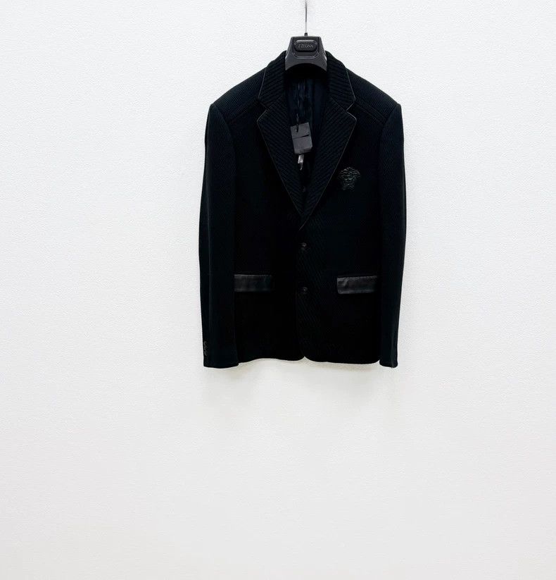 Versace VERSACE Leather Trim Casual Blazer Size US L / EU 52-54 / 3 - 1 Thumbnail