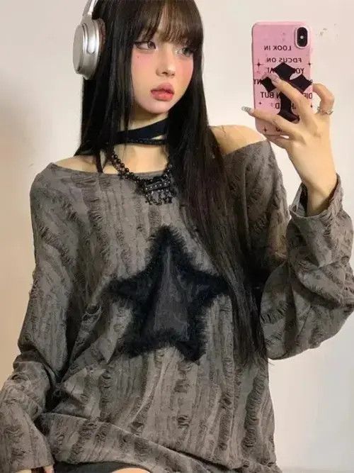 Vintage Cute Y2k Anime Lolita Star Design Long Sleeve Shirt Size S / US 4 / IT 40 - 4 Thumbnail