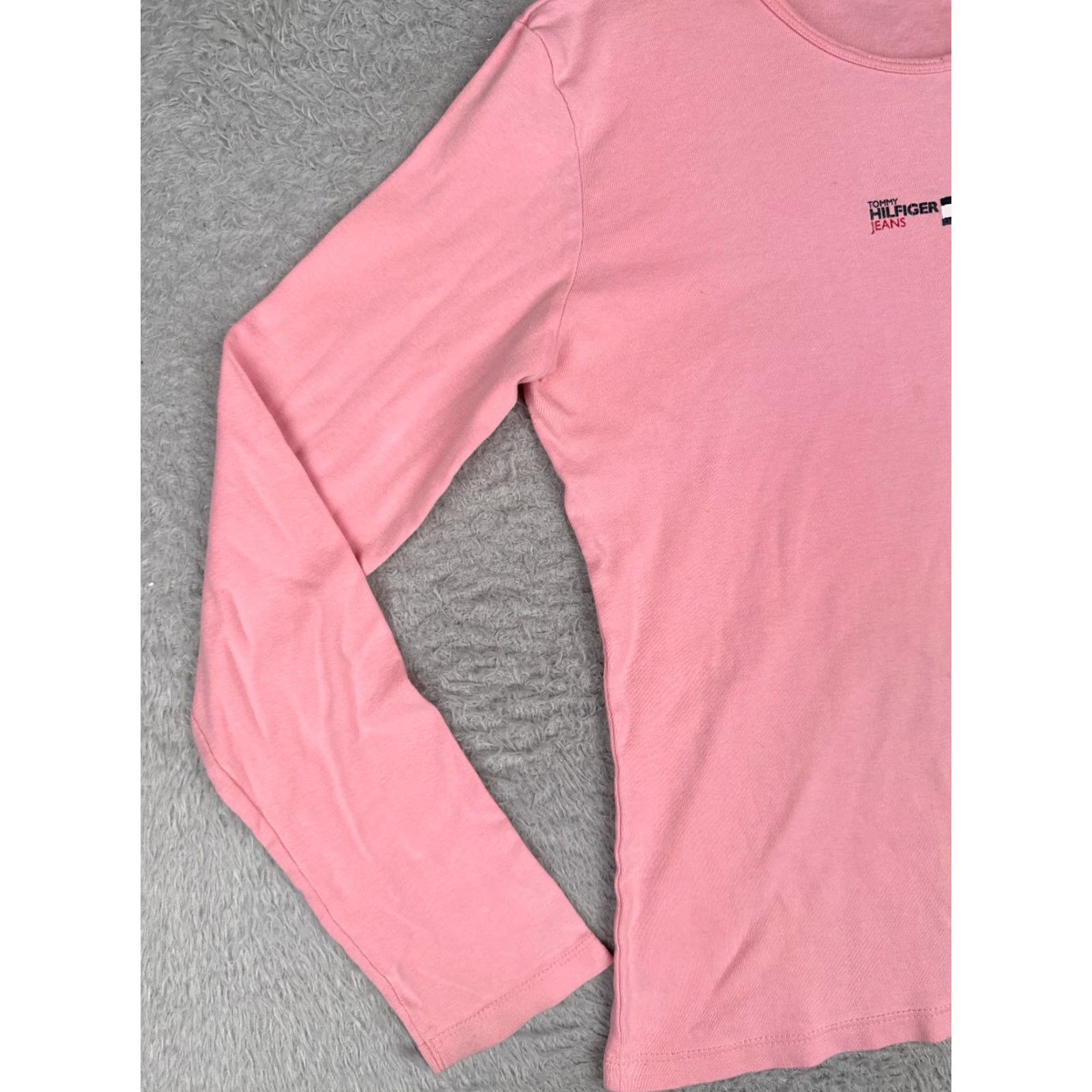 Tommy Hilfiger VINTAGE Tommy Hilfiger Shirt Women Medium Pink Long Sleeve Crew 100% Cotton READ Size M / US 6-8 / IT 42-44 - 3 Thumbnail