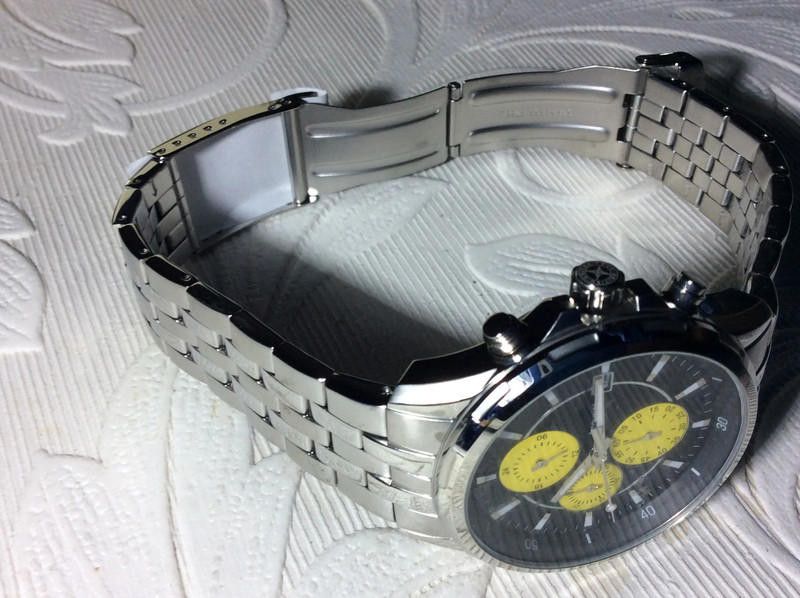 Designer Accurist Mens Black yellow dial stainless steel watch Size ONE SIZE - 4 Thumbnail