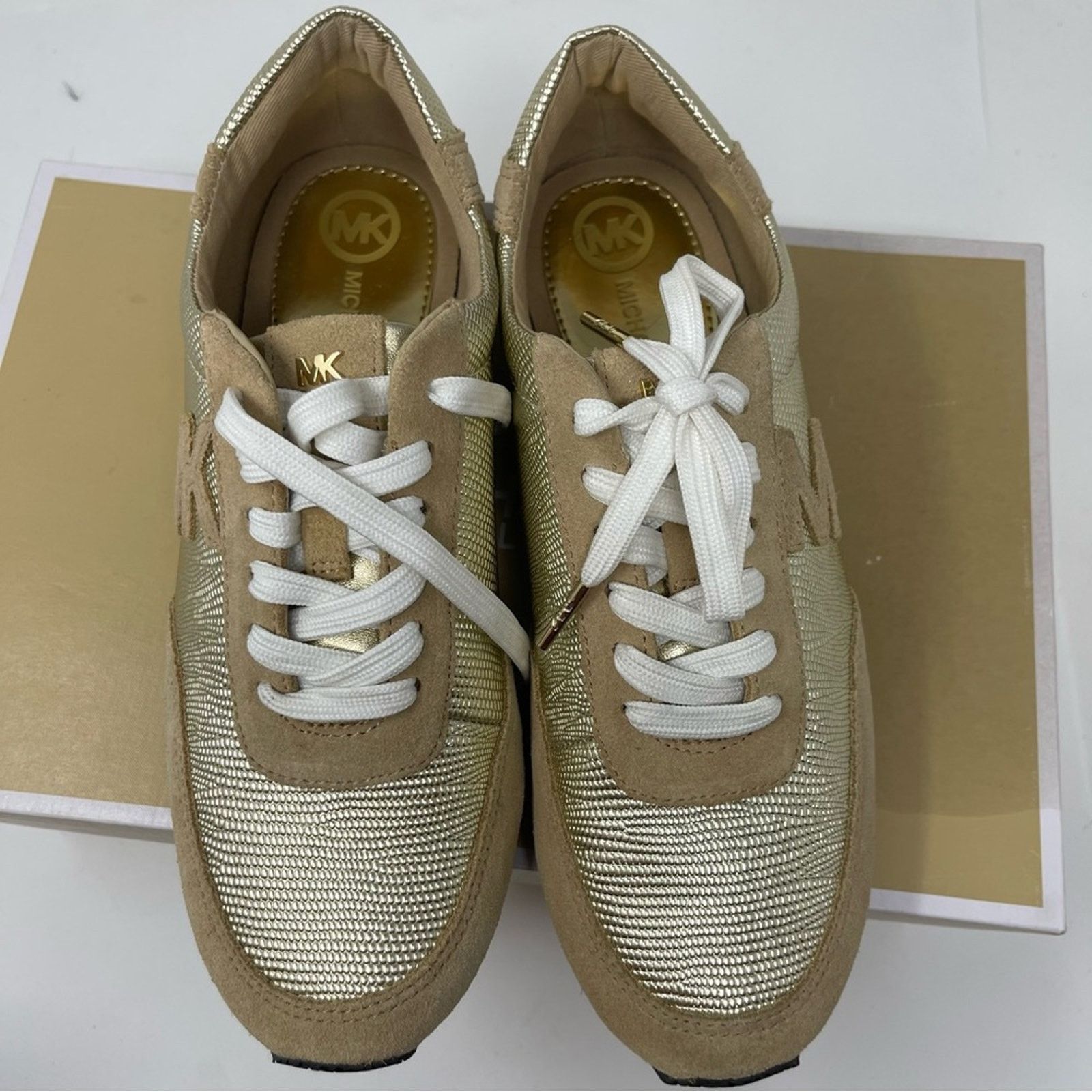 Michael Kors Michael Kors Gold Tan Casual Stanton Trainer Sneakers 7.5 Size US 7.5 / IT 37.5 - 11 Thumbnail
