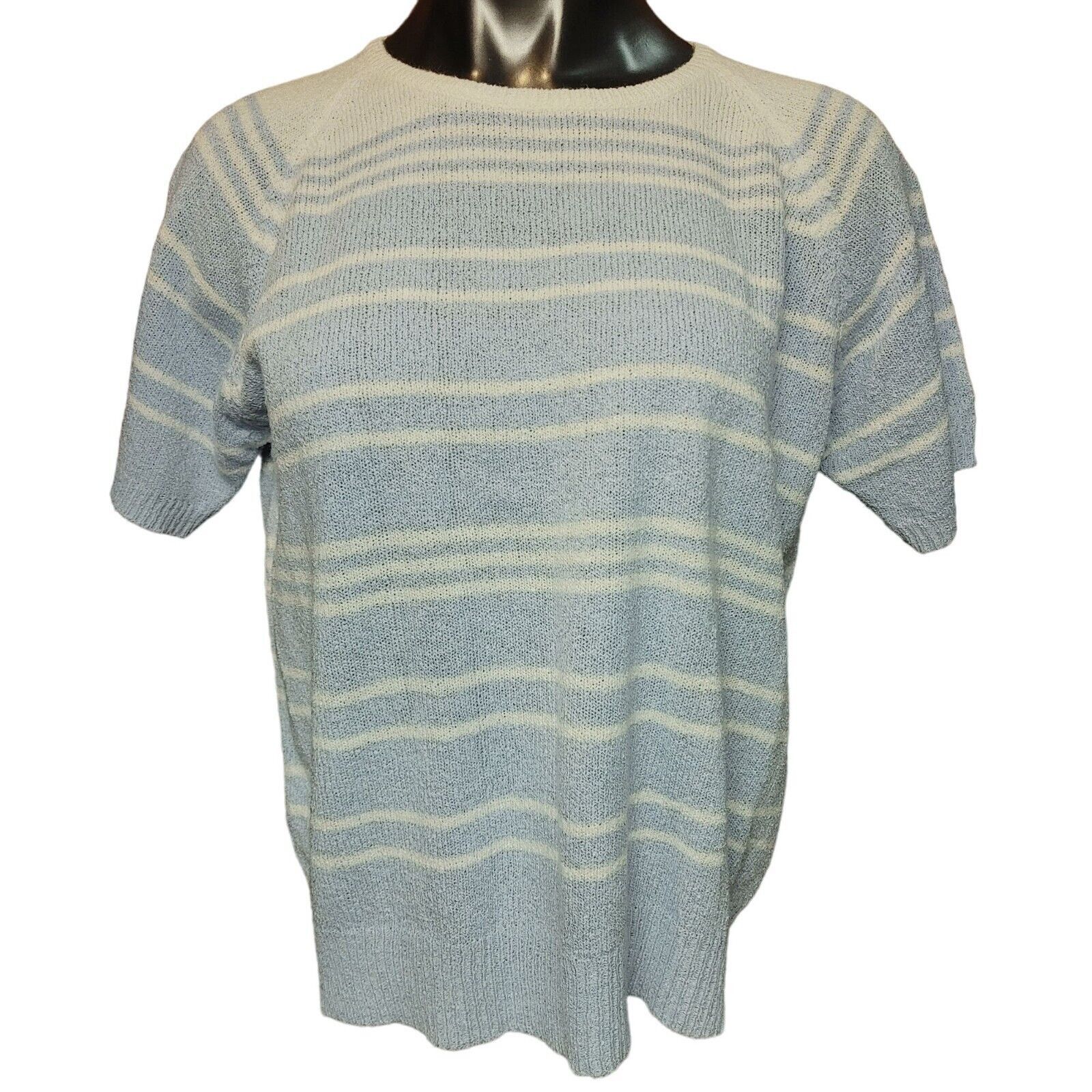 Basic Editions Basic Editions Women's White Stripped Knit T-Shirt XL Size XL / US 12-14 / IT 48-50 - 1 Thumbnail
