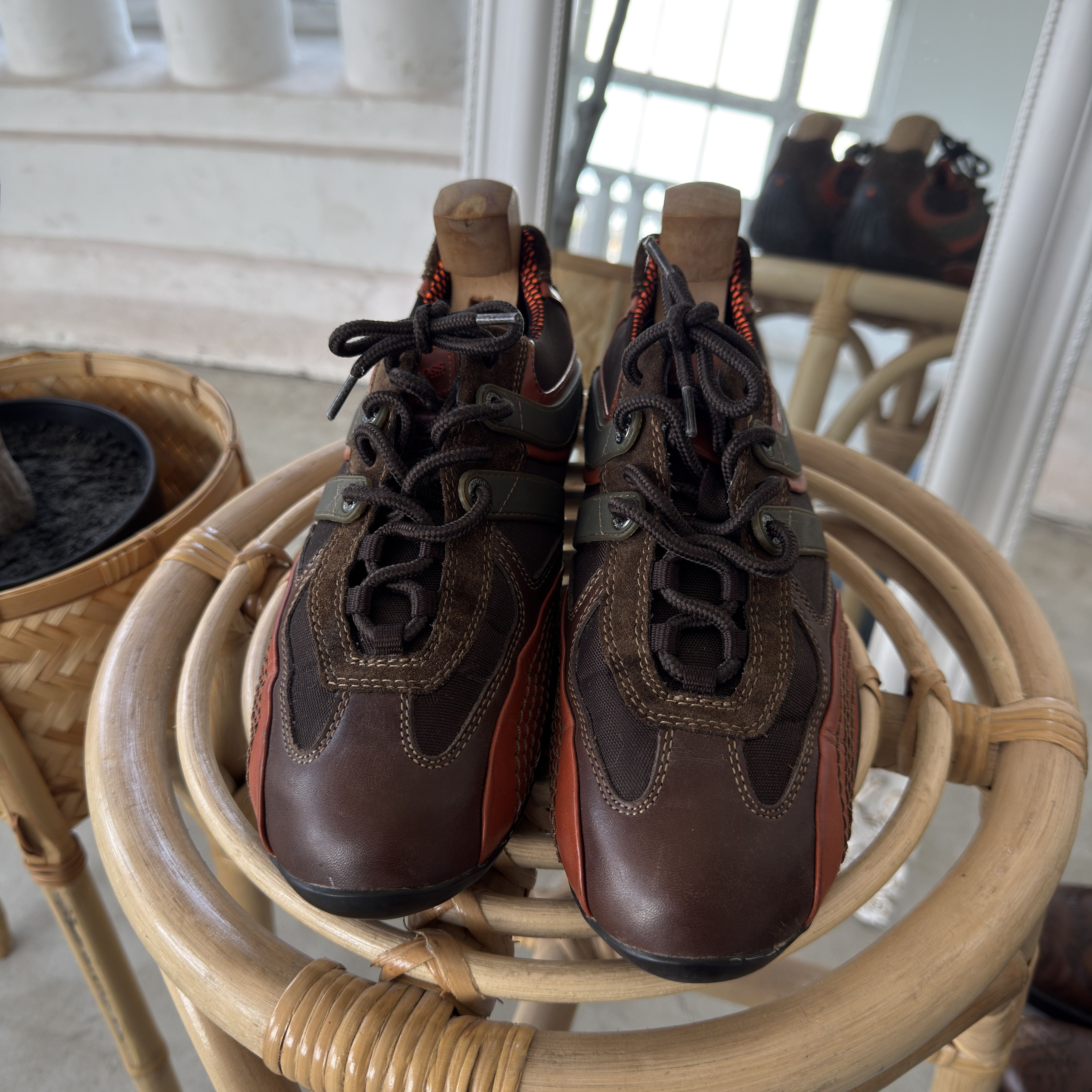 Hugo Boss Hugo Boss Orange Brown Leather Suede Sneakers Shoes EU 41 Size US 8 / EU 41 - 2 Thumbnail