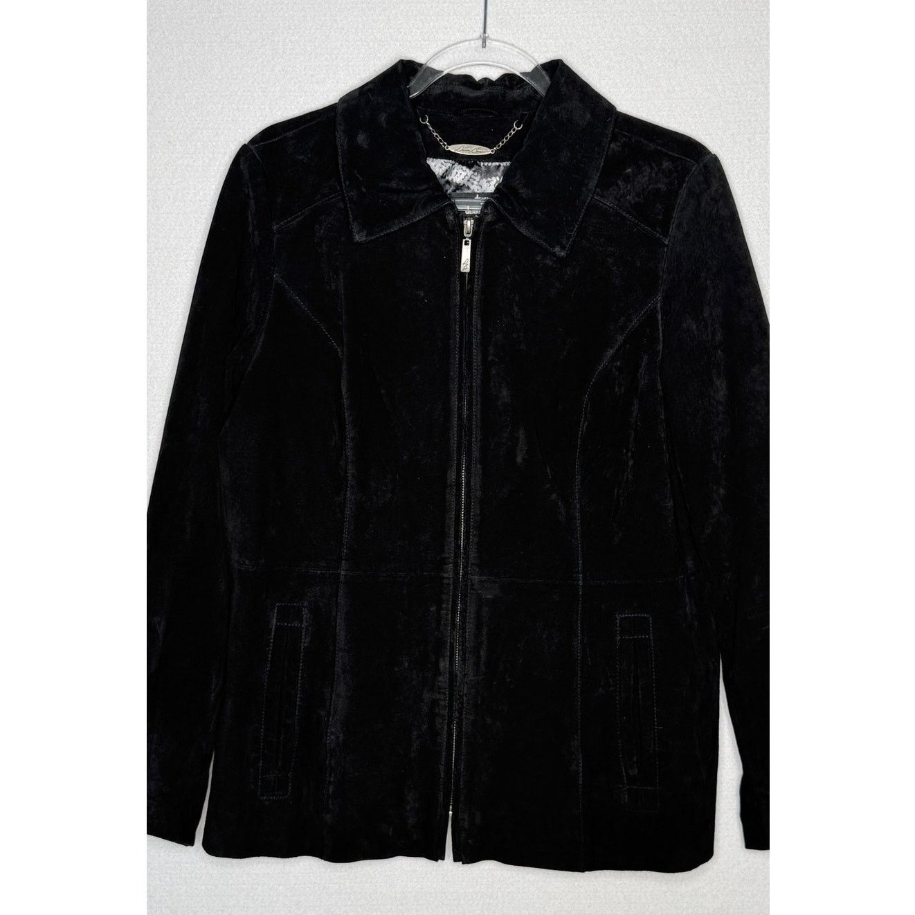 Vintage Y2K Dennis Basso Washable Black Suede Leather Jacket Medium Size M / US 6-8 / IT 42-44 - 7 Thumbnail
