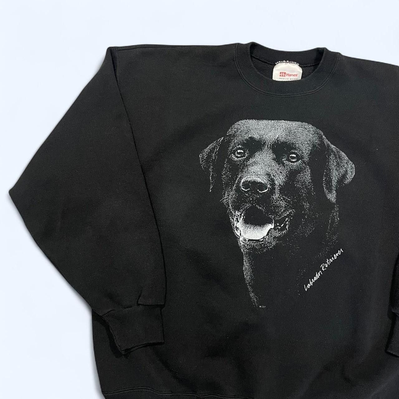 Hanes × Vintage Vintage 90’s Black Lab Dog Crewneck Sweatshirt Size US XL / EU 56 / 4 - 2 Thumbnail