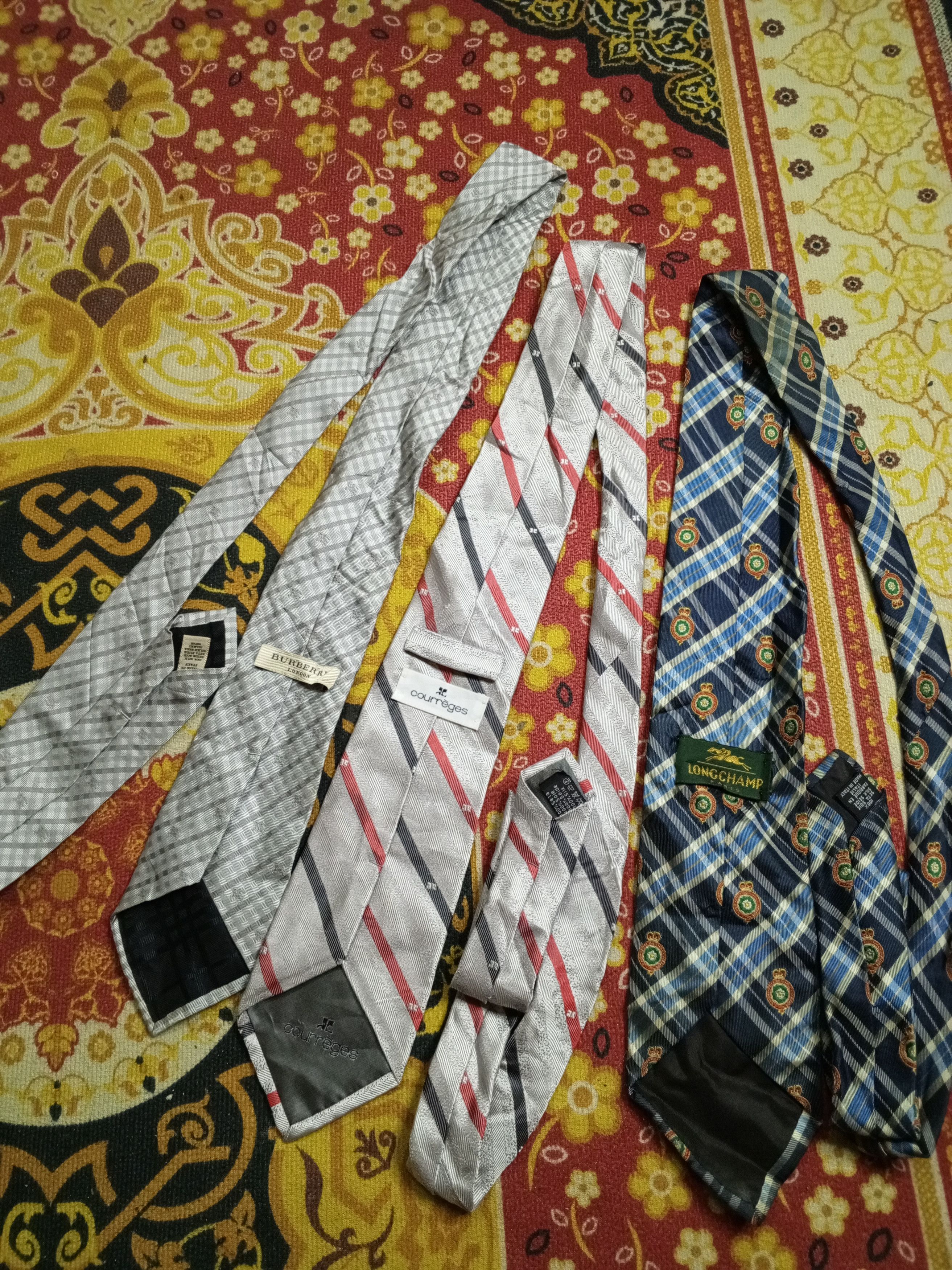 Designer 3 TIE(BURBERRY / COURREGES / LONCCHAMP ) Size ONE SIZE - 5 Thumbnail