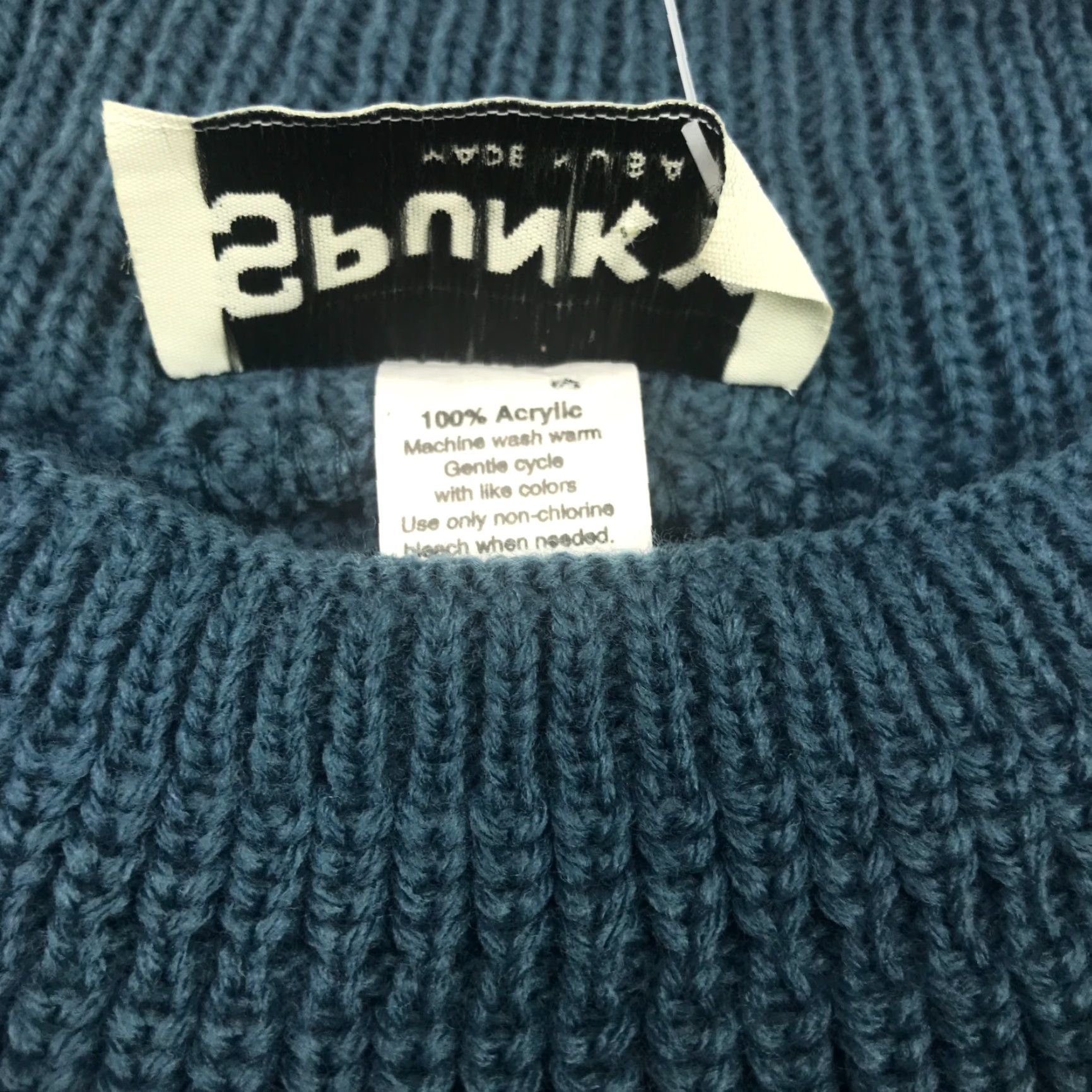 Vintage VINTAGE Spunky Blue Knit Sweater One Size Long Sleeve High Neck Oversized Womens Size ONE SIZE - 4 Thumbnail