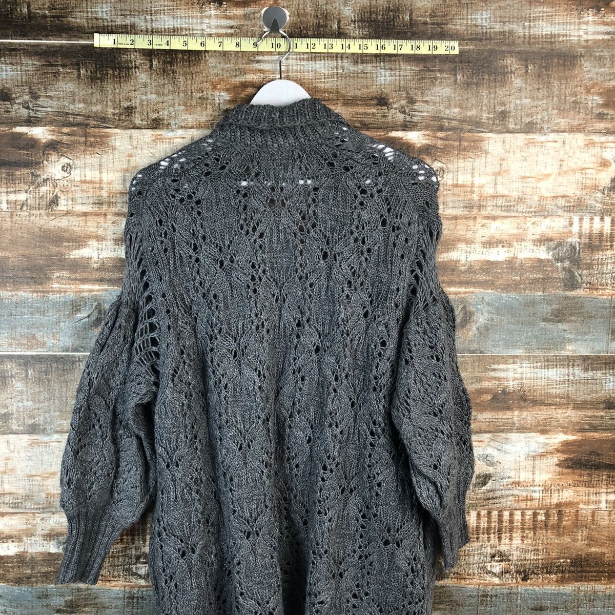 Homespun Knitwear Shided Grey crochet Cardigan Knitwear #A2355 Size L / US 10 / IT 46 - 14 Thumbnail