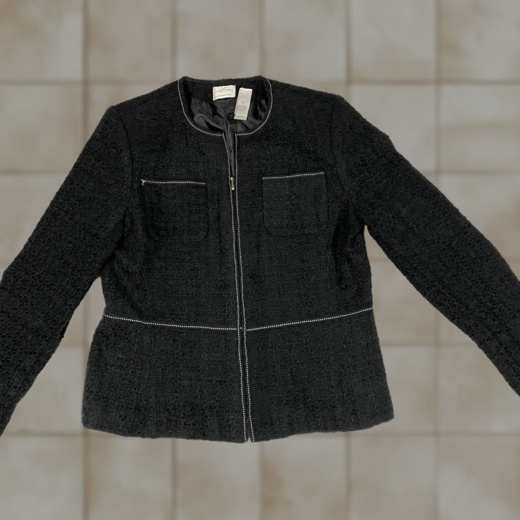 Vintage Emma James Womens Jacket 10 Black Full Zip Size L / US 10 / IT 46 - 1 Thumbnail