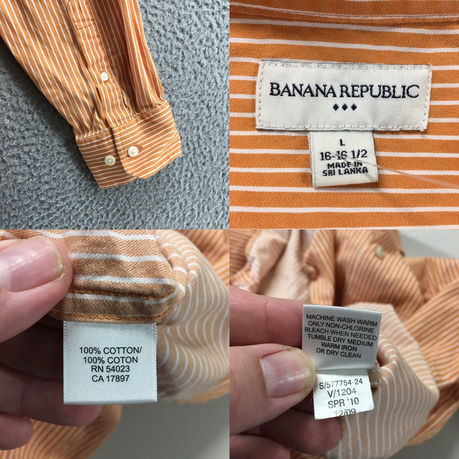 Banana Republic Banana Republic Button Up Shirt Men L Orange Striped Cotton Long Sleeve Collared Size US L / EU 52-54 / 3 - 9 Thumbnail