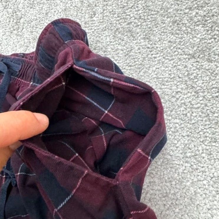 Nautica Nautica Pajama Pants Mens Small Plaid Fleece Loungewear Sleepwear Maroon Blue Size US 29 - 3 Thumbnail
