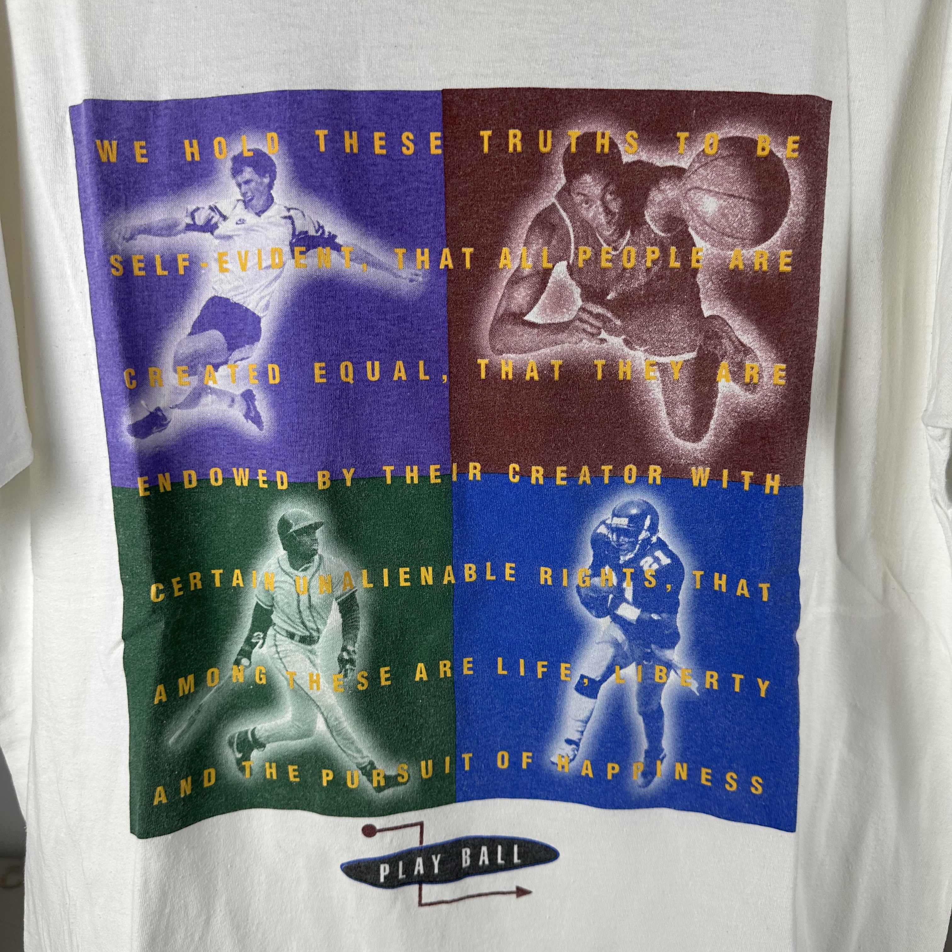 Vintage Nike Play Ball Know Your Rights Life Liberty Happiness Tee Size US L / EU 52-54 / 3 - 2 Thumbnail