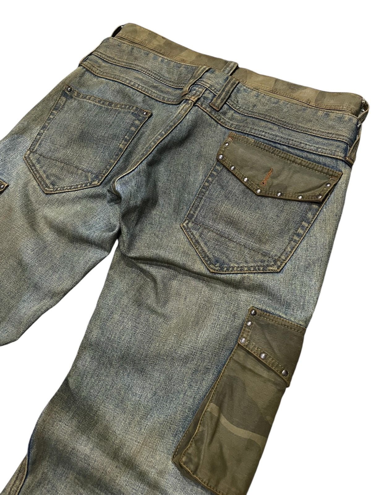 HIDEAWAYS × If Six Was Nine × In The Attic Hideaways Japan Muddy Dirty Double Waist Flared Cargo Jeans Size US 32 / EU 48 - 17 Thumbnail