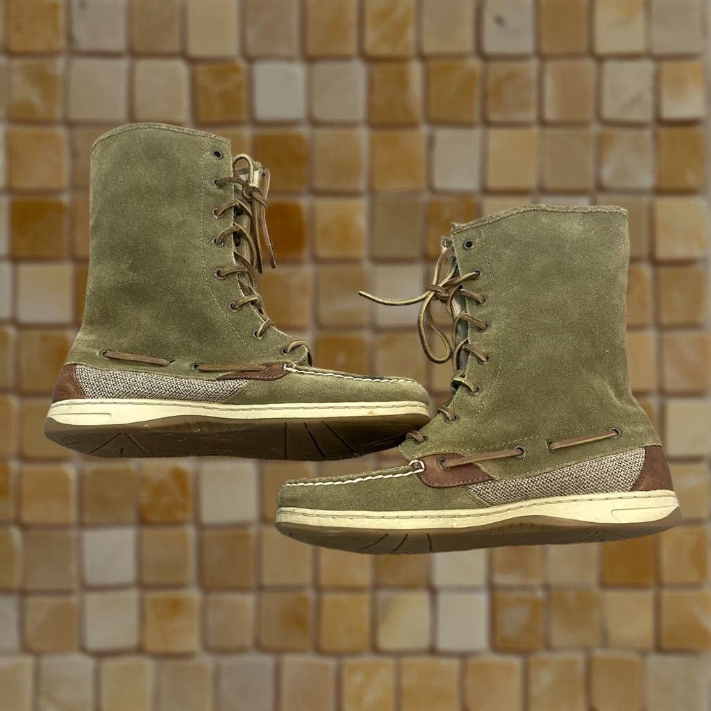 Sperry Sperry Top-Sider Snow Boots Womens Size 9 Green Suede Leather Mid Calf Lace Up Boots Size US 9 / IT 39 - 1 Thumbnail