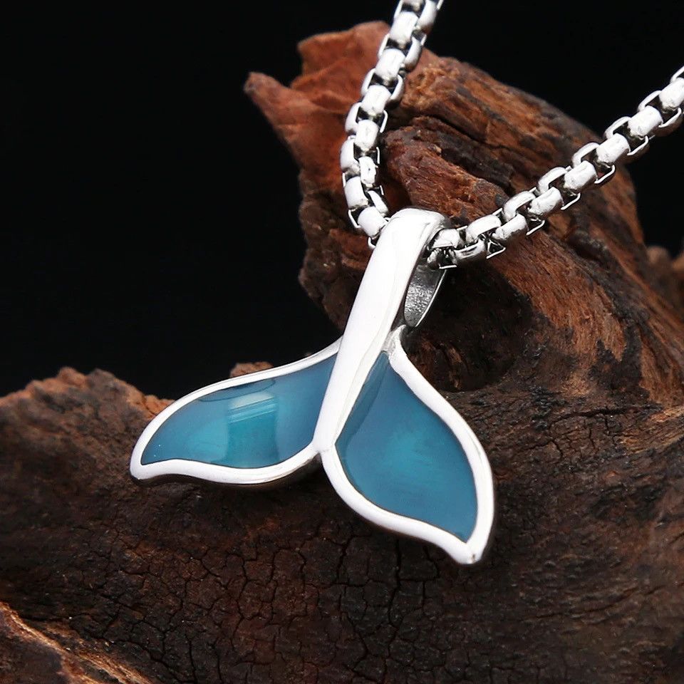 Jewelry Blue Whale Fish Tail Pendant Necklace Size ONE SIZE - 3 Thumbnail