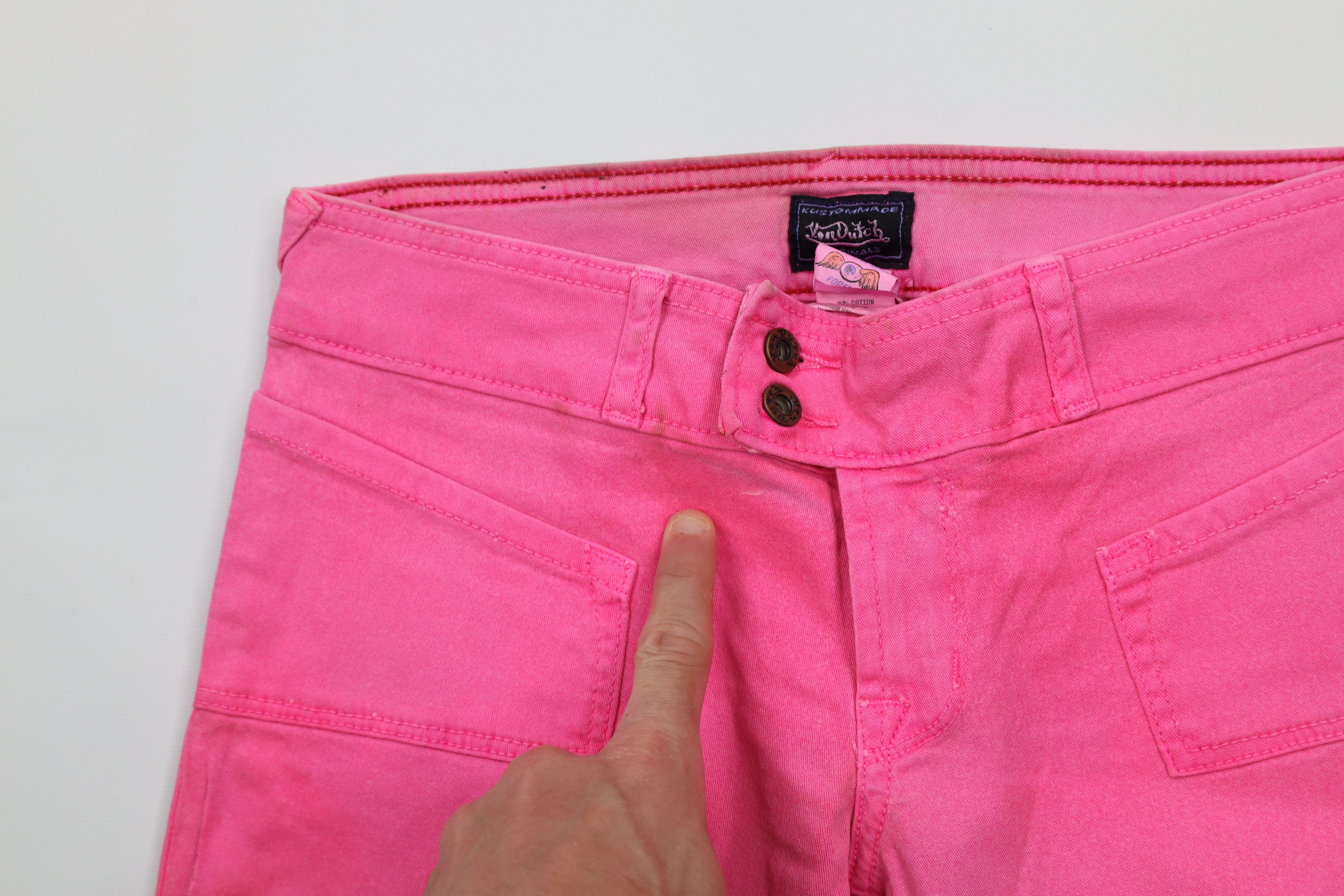 Vintage × Von Dutch Vintage Y2K Von Dutch Wide Leg Flared Stretch Jeans Pink USA Size 27" / US 4 / IT 40 - 10 Thumbnail