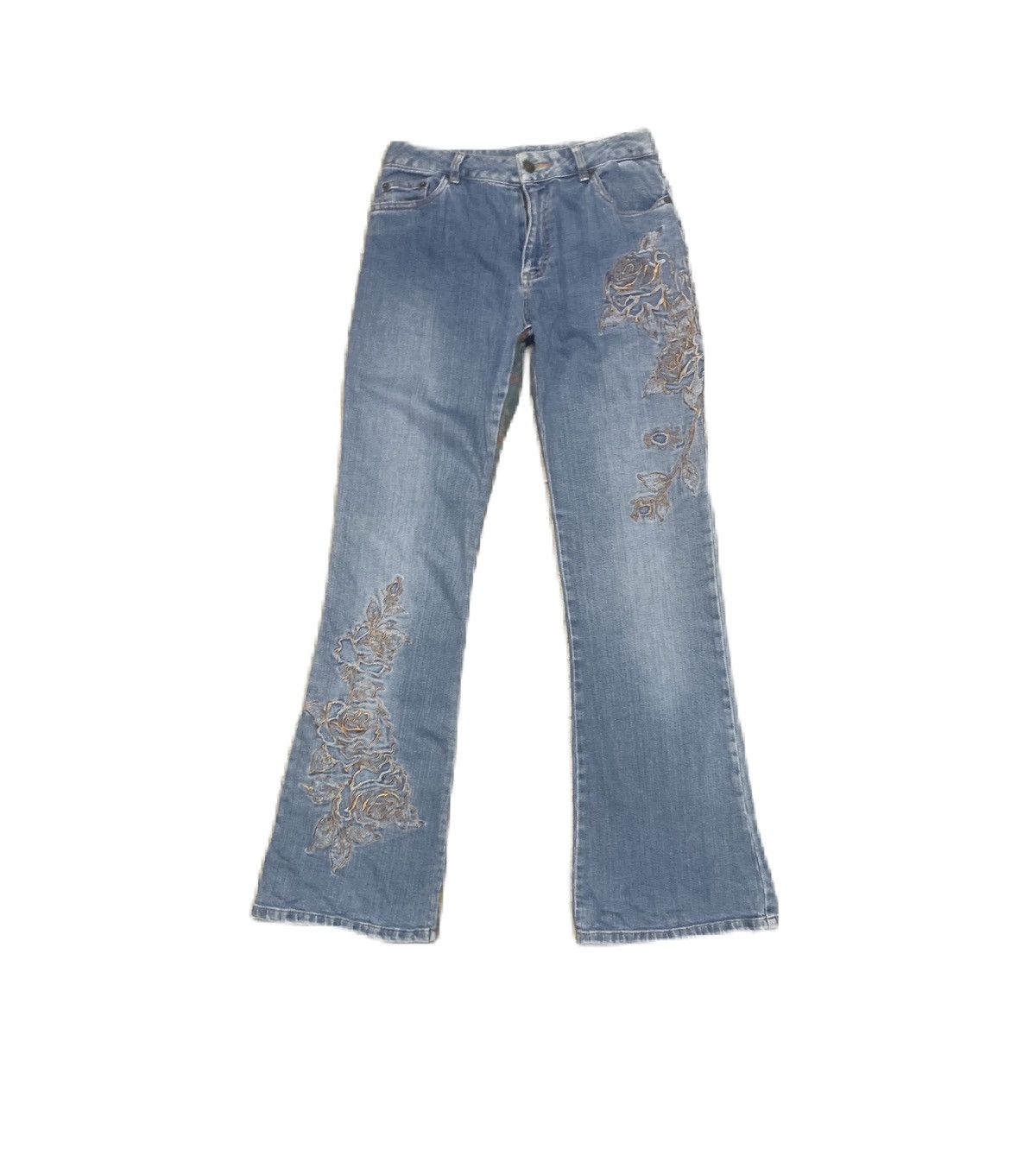 Le Grande Bleu (L.G.B.) Vintage 90s Patchwork Flare Bell Bottom Bootcut Jeans Size US 27 - 4 Thumbnail