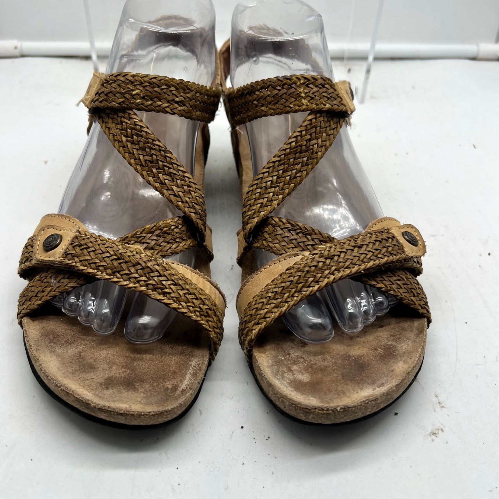 Taos Taos Sandals Womens Slingback Beige Leather Trulie Wedge Comfort Ankle Strap US 10-10.5 41 Beige Womens Size US 10 / IT 40 - 4 Thumbnail