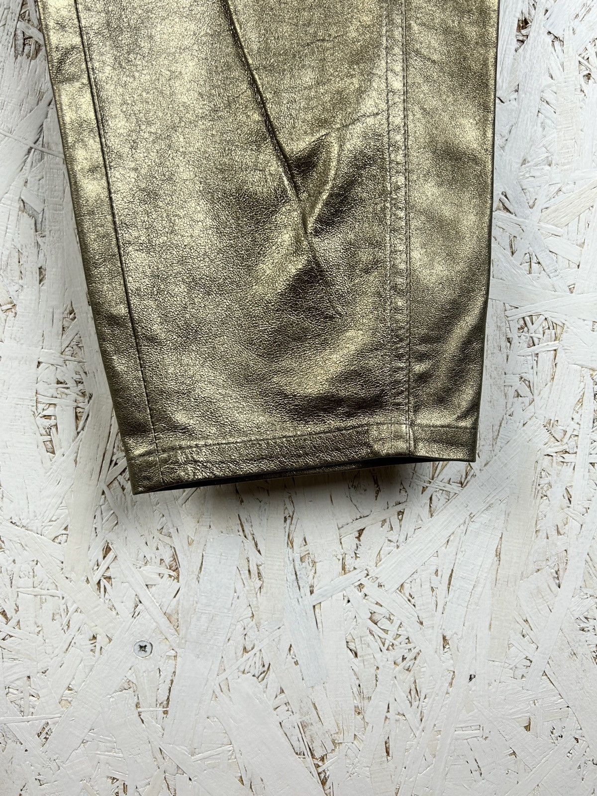 Brunello Cucinelli Brunello Cucinelli Gold Metallic Leather Trousers Pants Size 27" / US 4 / IT 40 - 5 Thumbnail