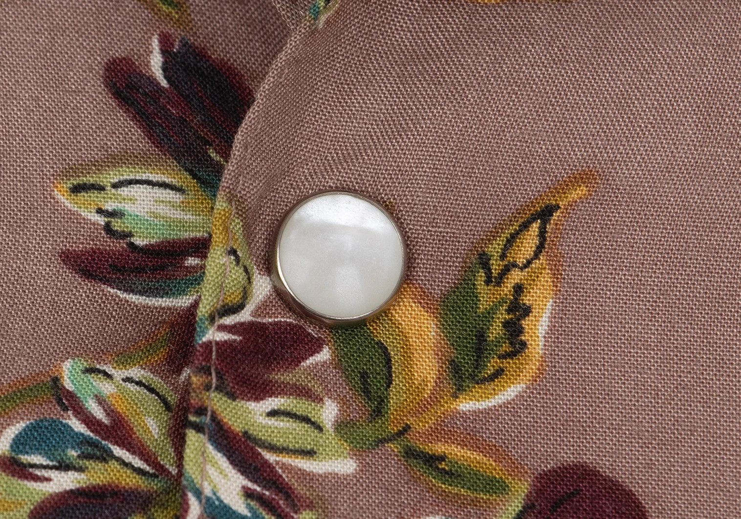 Jean Paul Gaultier Flower Print Rayon Shirt in Mocha Green Yellow Size 48 Size US M / EU 48-50 / 2 - 4 Thumbnail