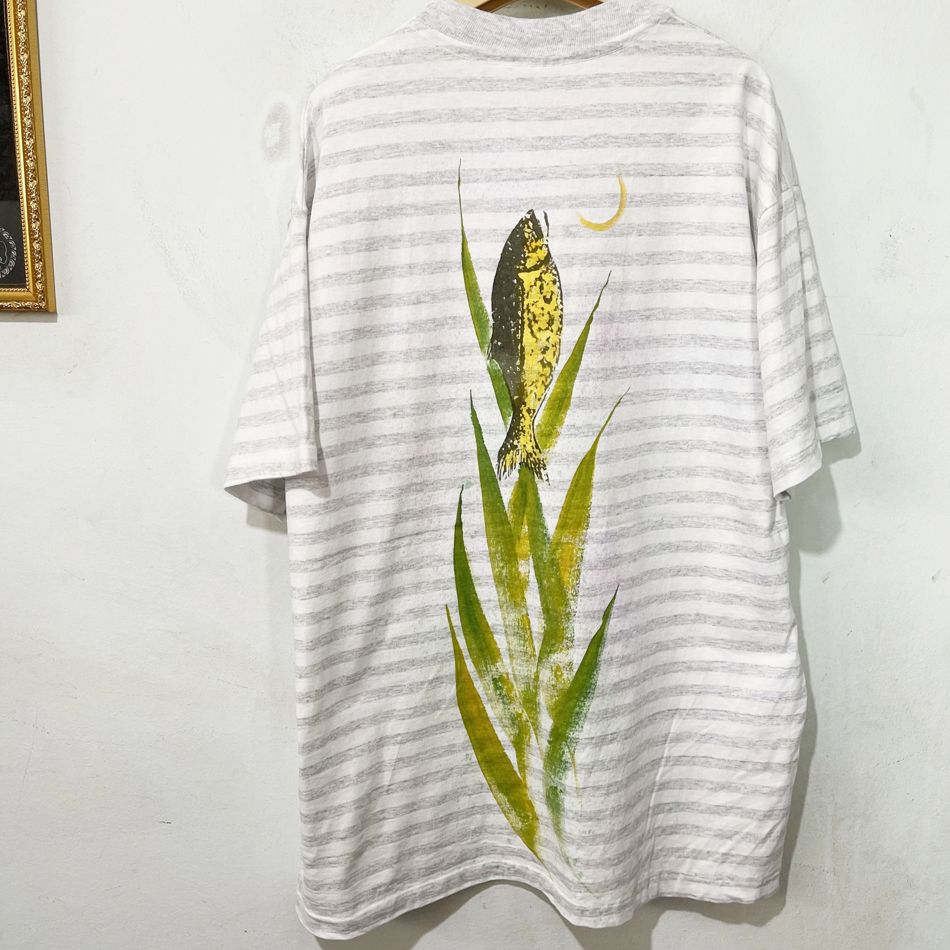 Vintage Vintage 90s Fish Over the Moon Striped Shirt Size US XL / EU 56 / 4 - 4 Thumbnail