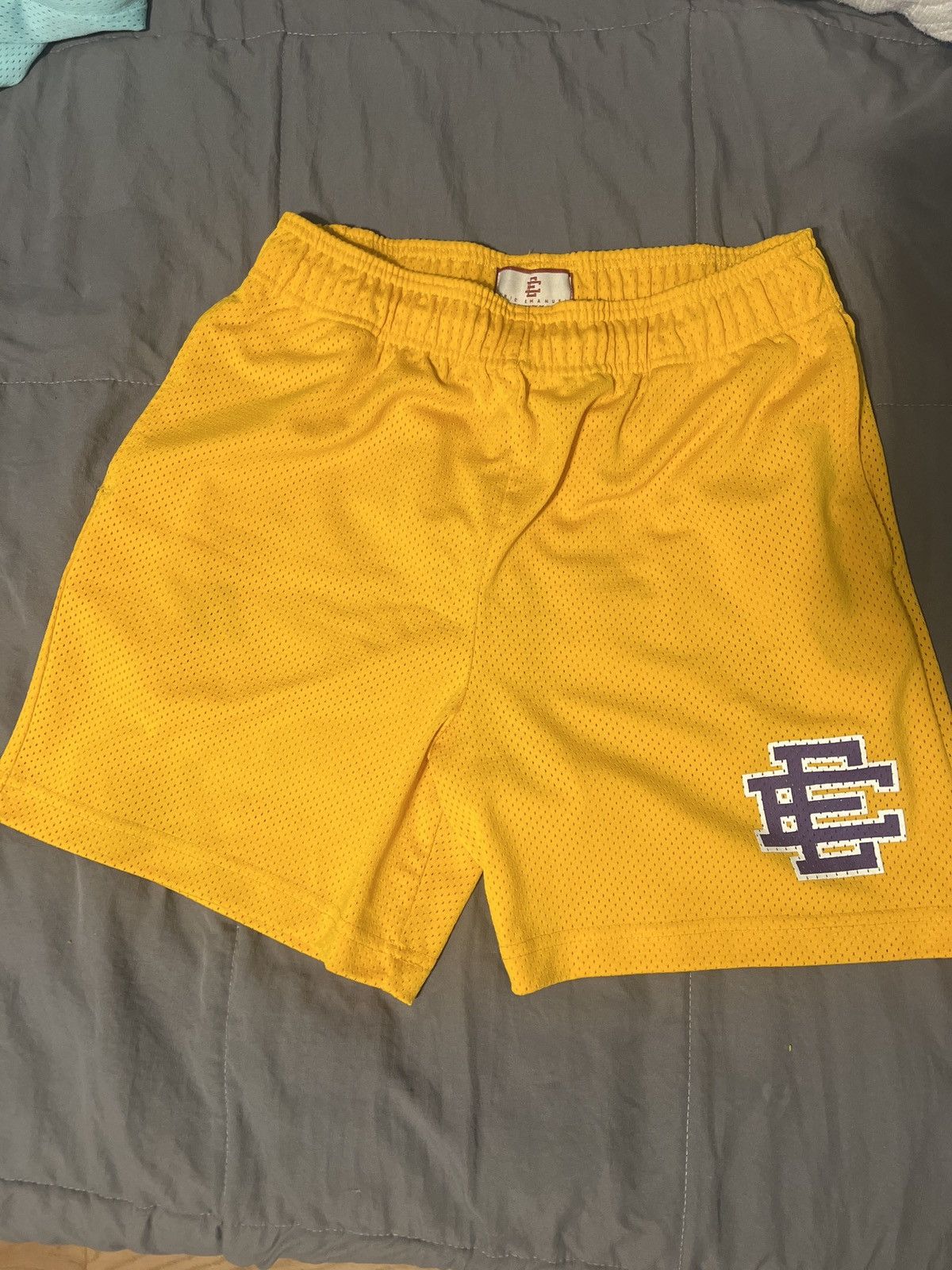 image of Yellow And Purple Eric Emanuel Large Mesh Short, Men's (Size 34)