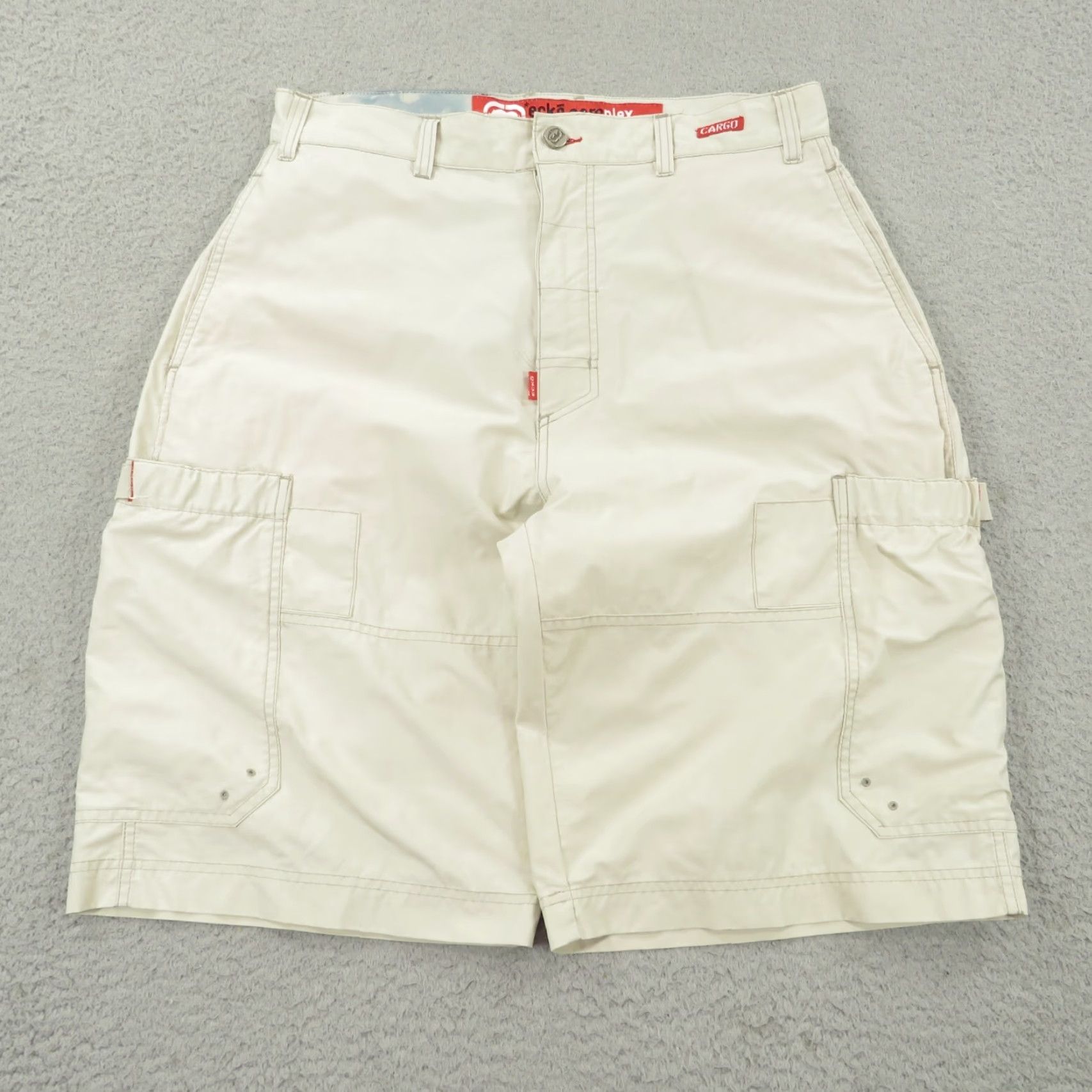 Ecko Unltd. VINTAGE ECKO Cargo Shorts Mens 34 Baggy Y2K Cyber Goth Skater Grunge Shuttle Strap Tape Beig e Size US 34 / EU 50 - 5 Thumbnail