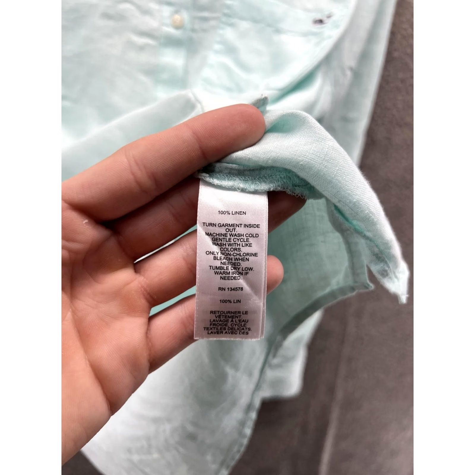 Vineyard Vines Vineyard Vines Shirt Womens 4 Green Linen Collared Button-Up Long Sleeve Top Size S / US 4 / IT 40 - 6 Thumbnail